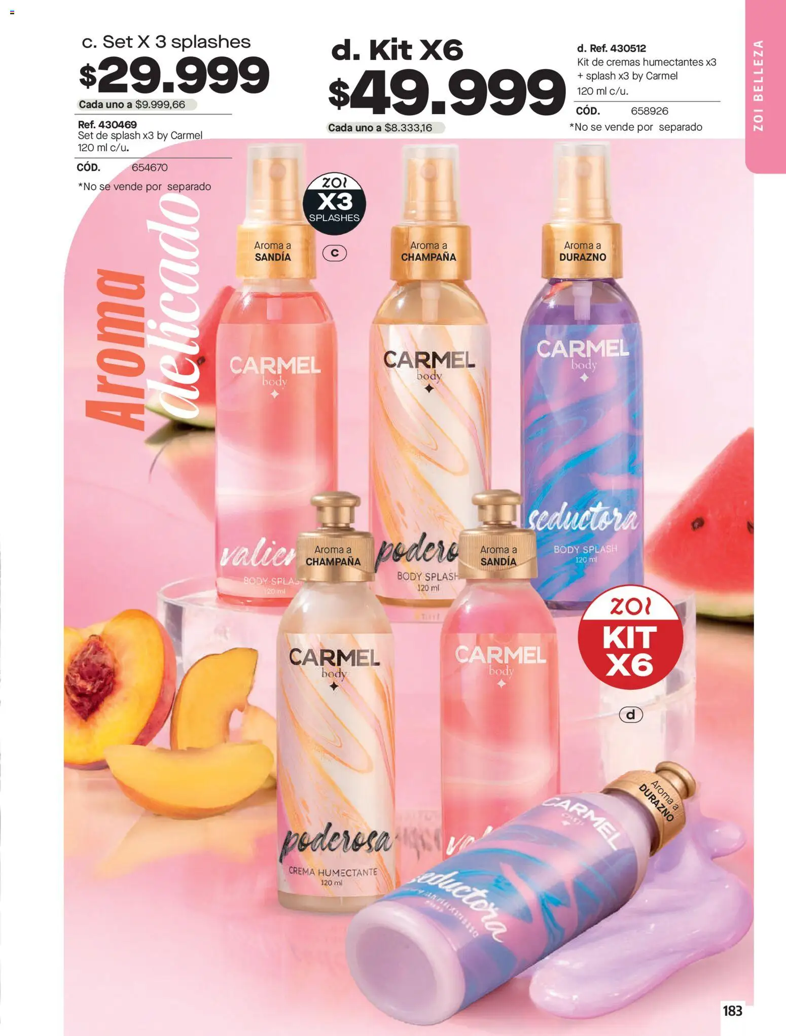 Carmel revista - valida desde el 01.06.2026 | Página: 183 | Productos: Crema, Body, Champaña, Durazno