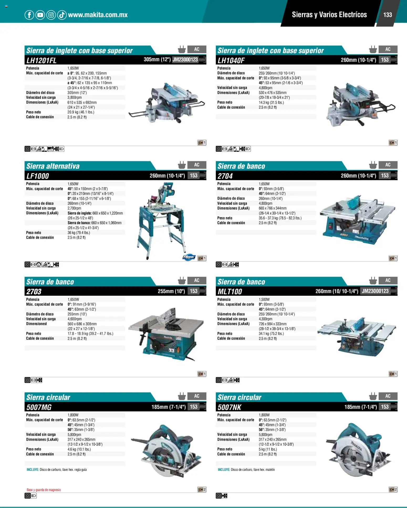 Nuevas ofertas de Makita válidas en toda la República Mexicana desde el 01.01.2024. ¡Encuentra las mejores ofertas en Makita catálogo General! | Página: 133 | Productos: Cable, Disco, Sierra, Llave