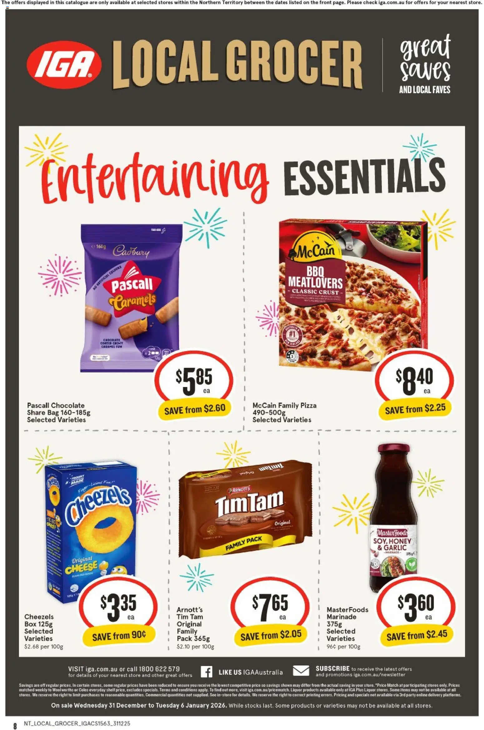 IGA catalogue - valid from 31.12.2025 | Page: 8 | Products: Chocolate, Vegetables, Fridge, Freezer