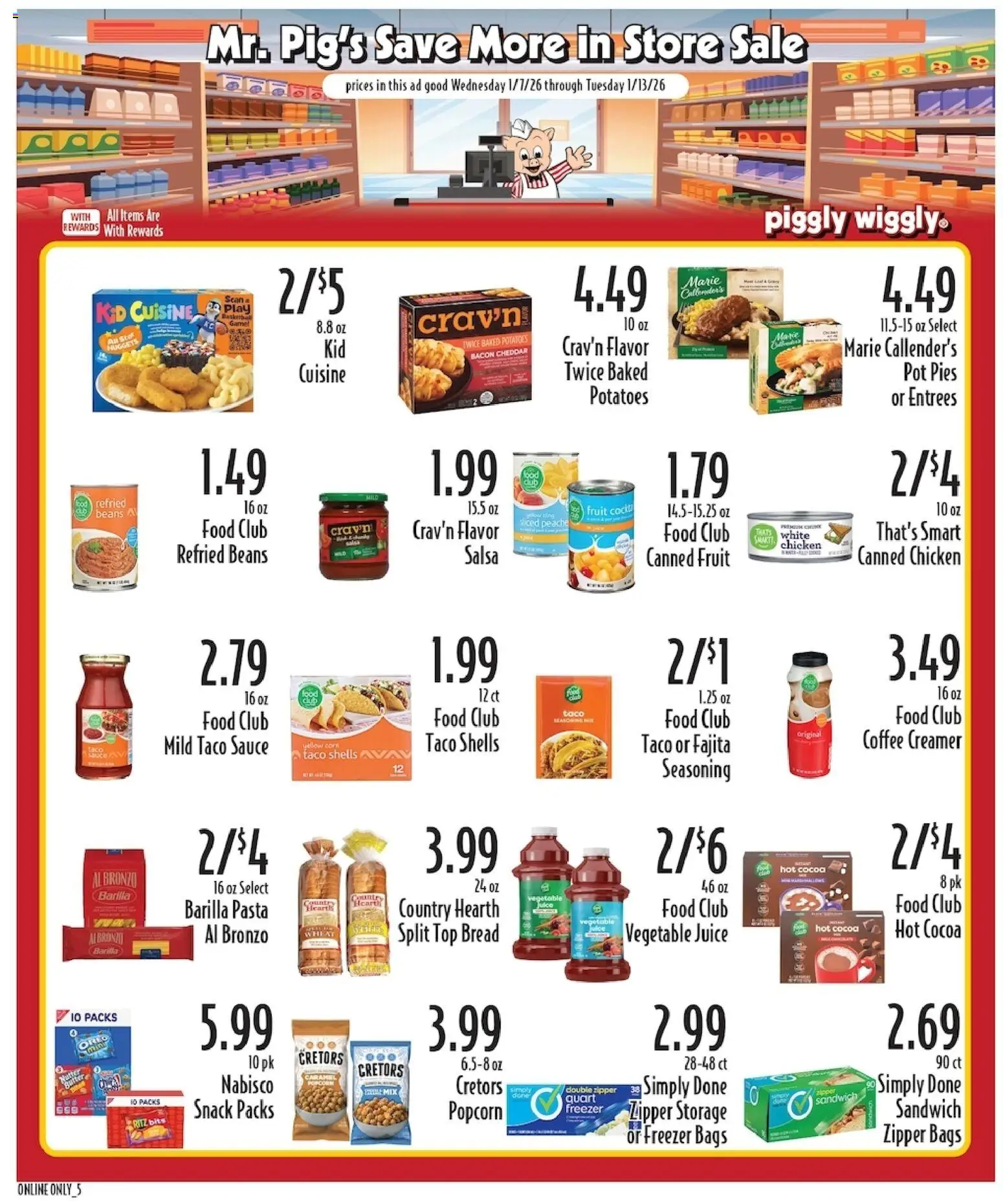 Piggly Wiggly Weekly Ad - valid from 07.01.2026 | Page: 9 | Products: Juice, Pasta, Potatoes, Freezer