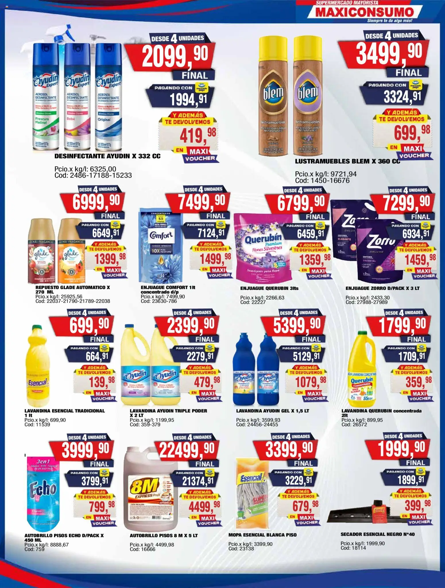 Maxiconsumo ofertas │ válido desde el 13.04.2026 | Página: 21 | Productos: Lustramuebles, Lavandina, Ropa, Suavizante
