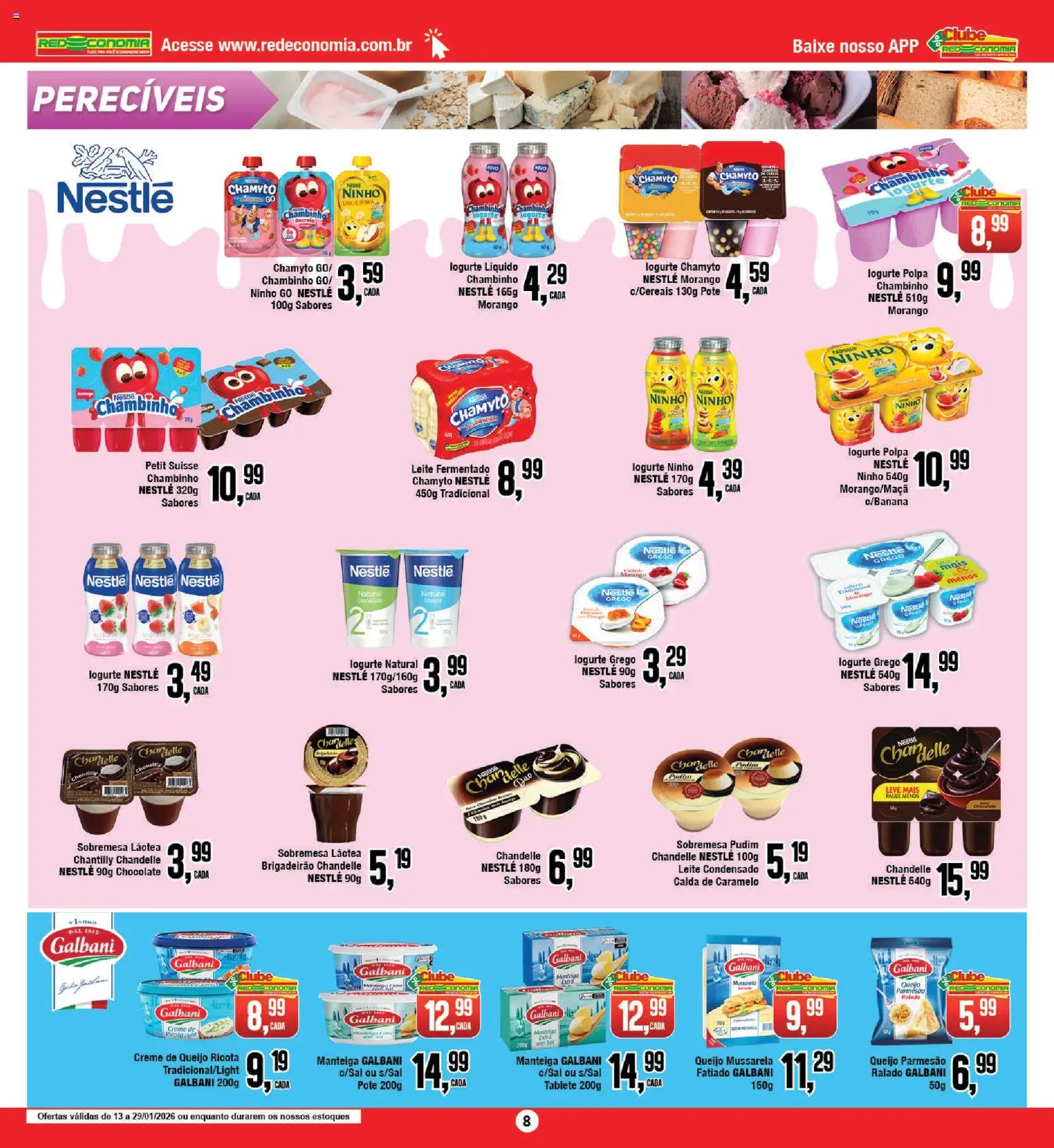 RedEconomia Folheto - válido de 12.01.2026 | Página: 8 | Produtos: Leite, Queijo, Leite condensado, Leite fermentado