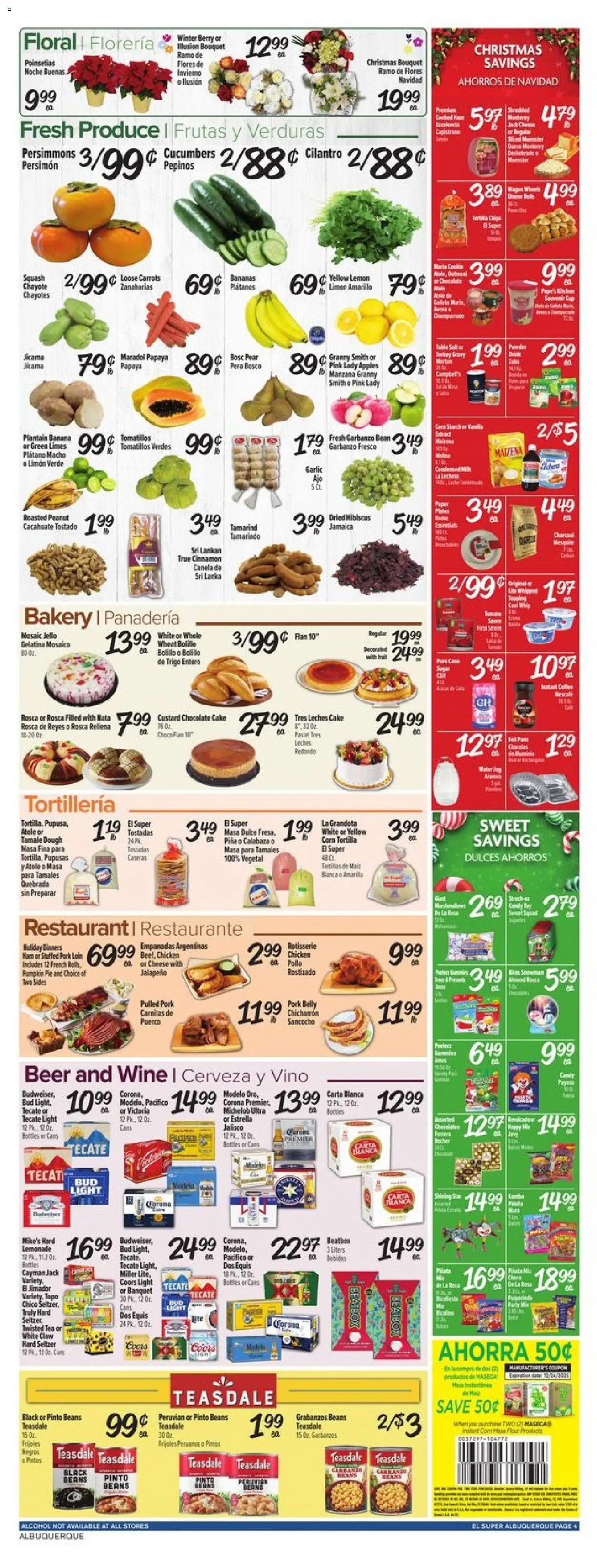 El Super Weekly Ad - NM - valid from 17.12.2025 | Page: 4 | Products: Table, Squash, Pork, Bananas