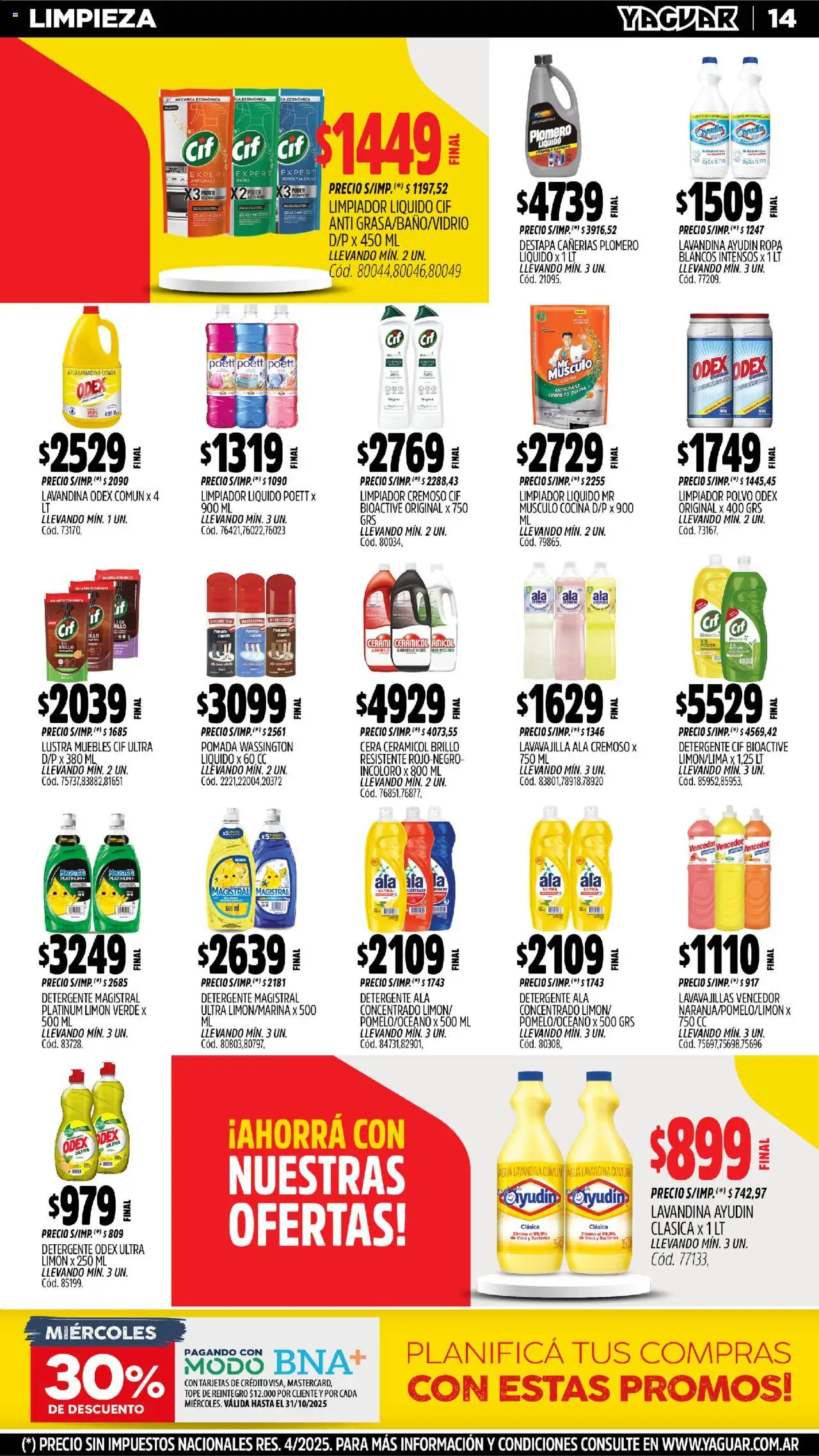 Yaguar - Trelew │ válido desde el 20.10.2025 | Página: 14 | Productos: Antigrasa, Lavavajillas, Polvo, Detergente