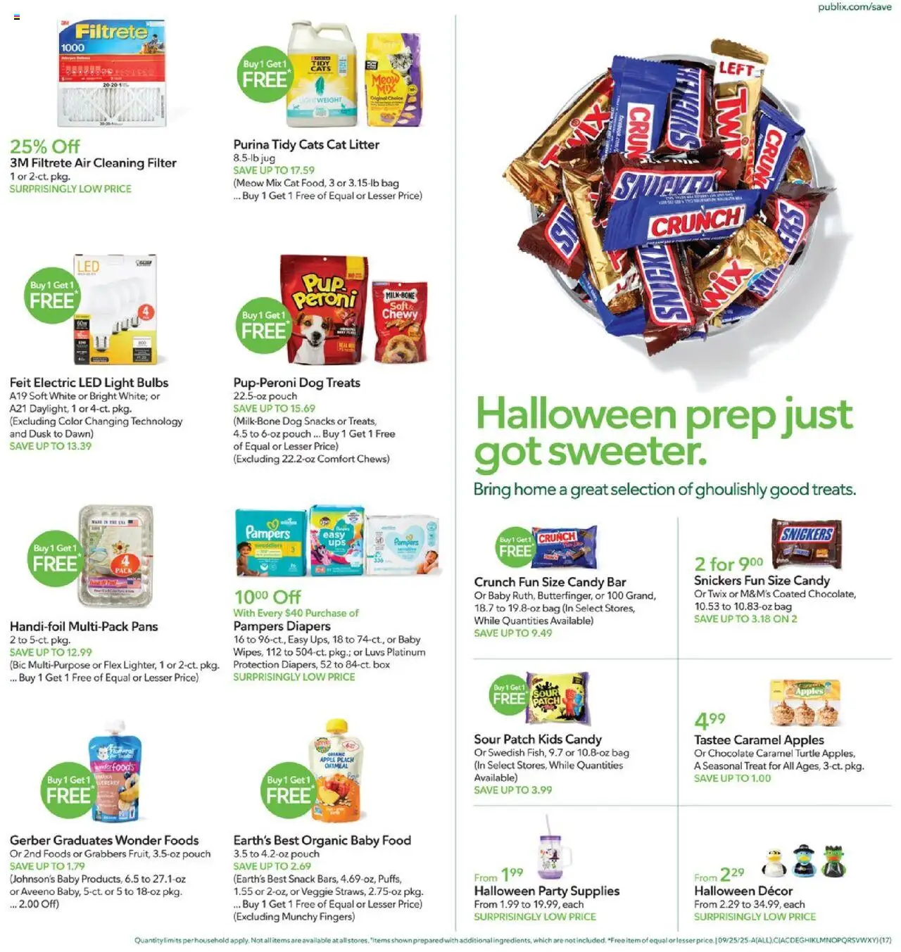 Publix Weekly Ad - valid from 24.09.2025 | Page: 17 | Products: Box, Dog Treats, Cat Litter, Chocolate