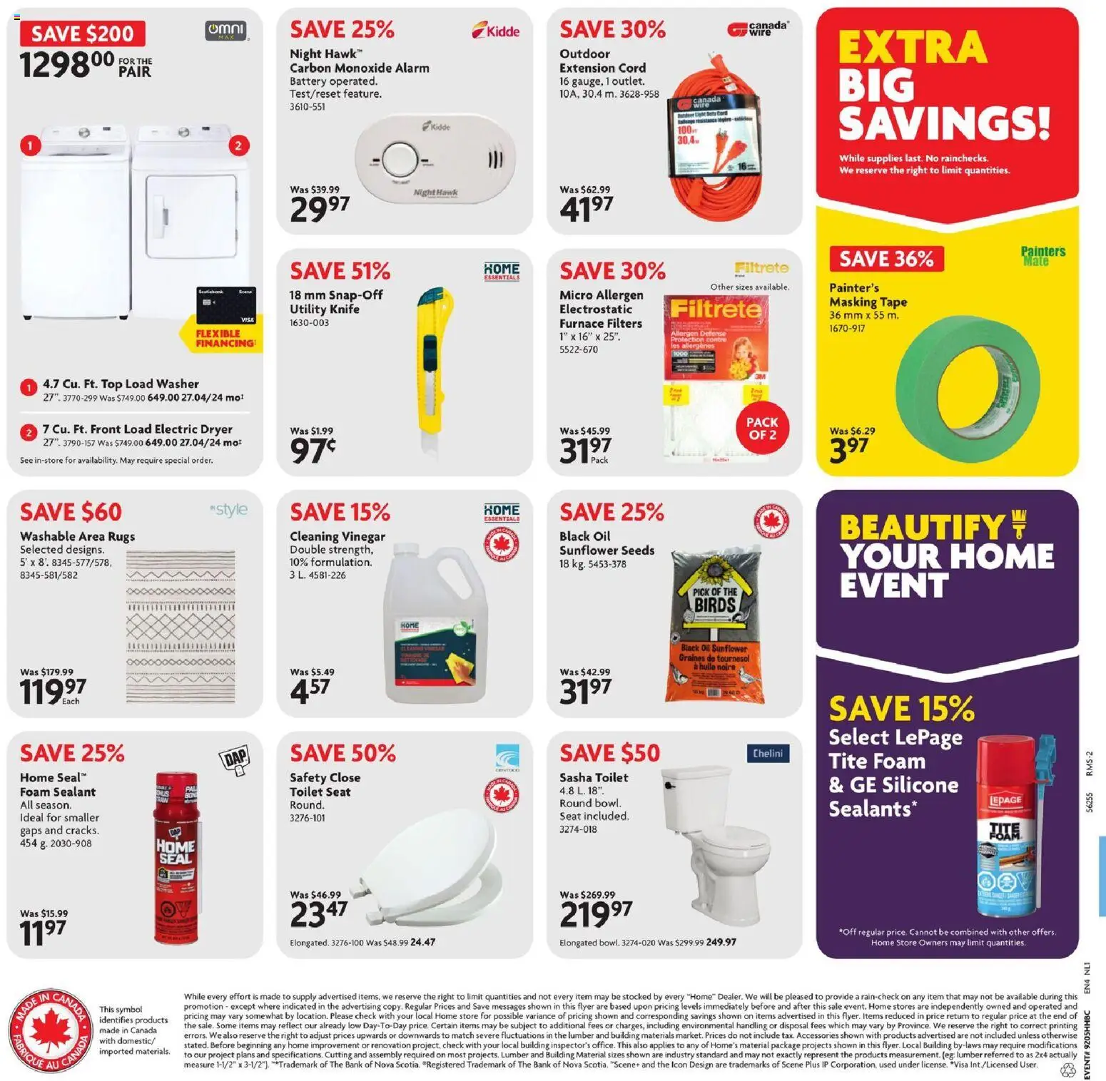 Home Hardware flyer valid from 29.01.2026 | Page: 2 | Products: Dryer, Battery, Oil