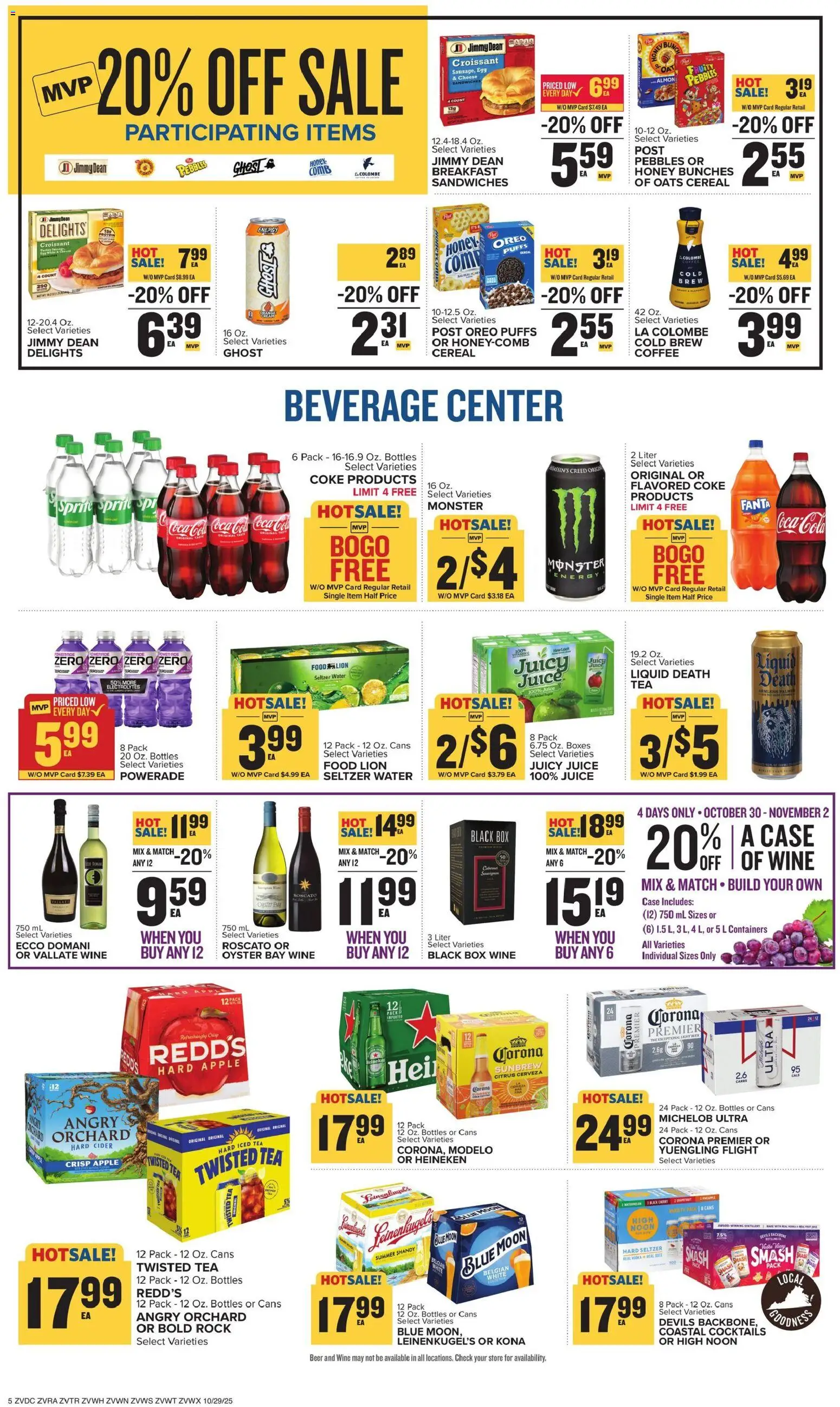 Food Lion Weekly Ad - valid from 29.10.2025 | Page: 8 | Products: Cider, Coffee, Beer, Vodka
