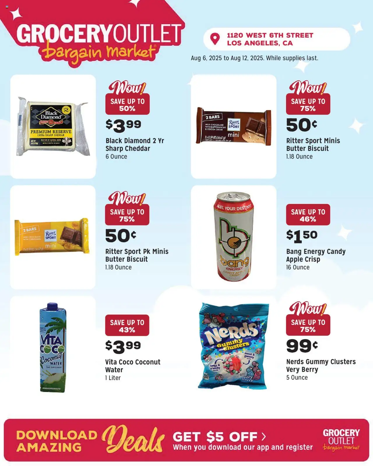 Grocery Outlet Weekly - CA - valid from 06.08.2025 | Page: 2 | Products: Milk, Butter, Chocolate, Water
