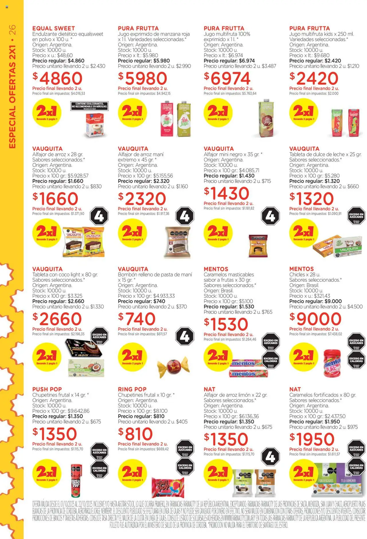 Farmacity catálogo │ válido desde el 01.10.2025 | Página: 26 | Productos: Chicles, Dulce de leche, Limón, Leche