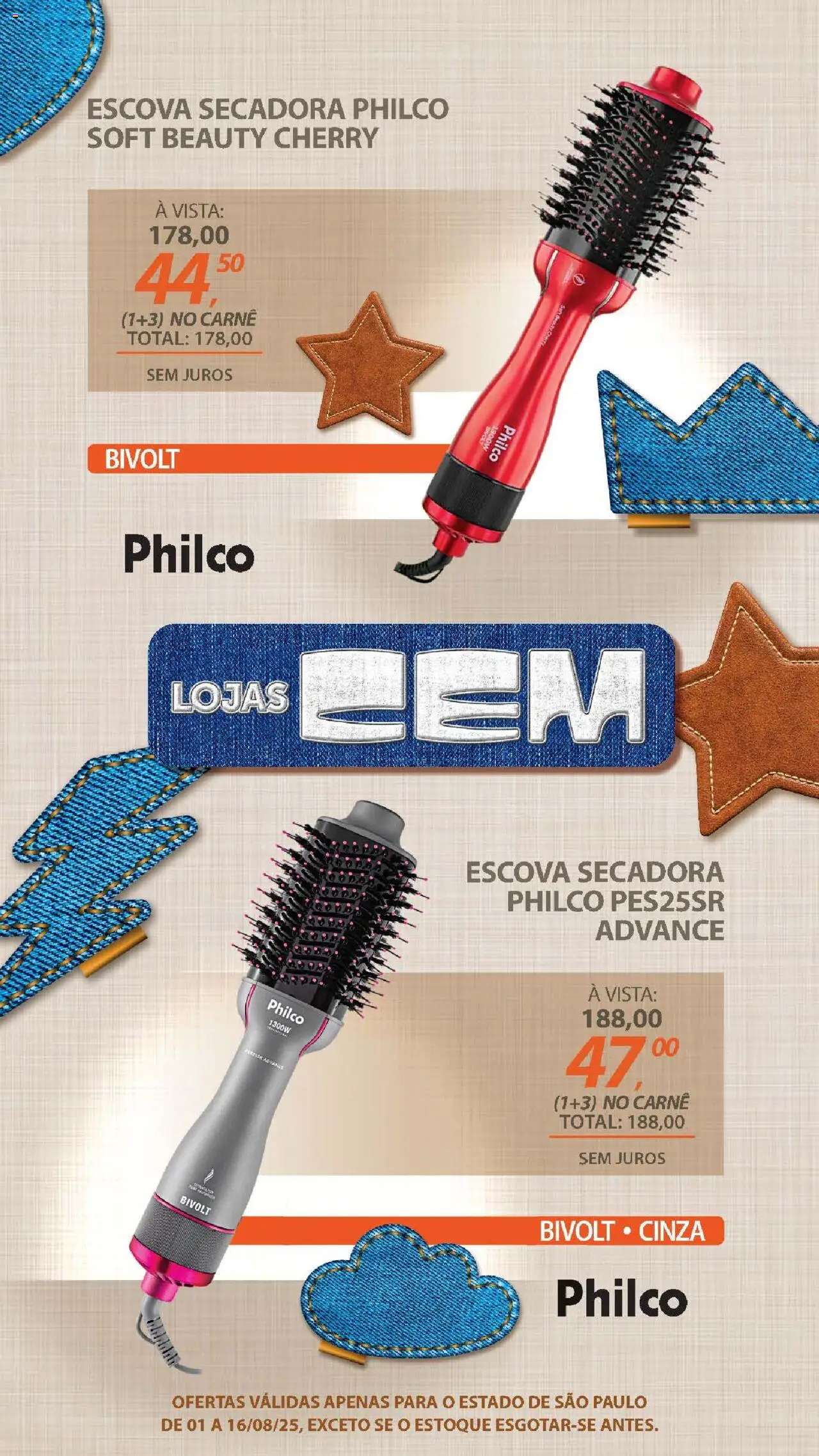 Lojas Cem Folheto - válido de 01.08.2025 | Página: 124 | Produtos: Escova secadora, Escova, Carne