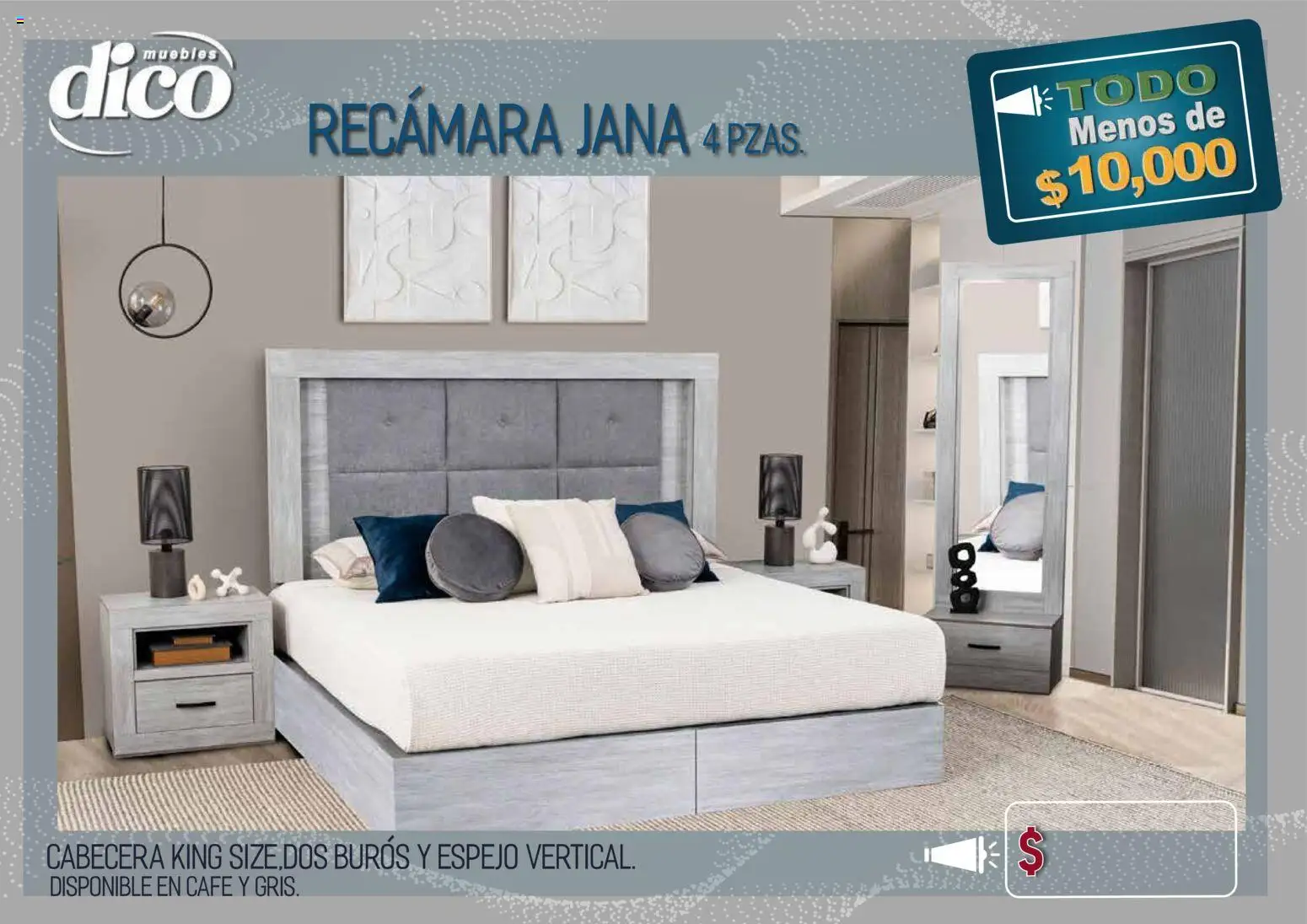 Nuevas ofertas de Muebles Dico válidas en toda la República Mexicana desde el 09.04.2026. ¡Encuentra las mejores ofertas en Muebles Dico catálogo Todo menos de 10000 Pacifico! | Página: 20 | Productos: Café, Cabecera, Espejo