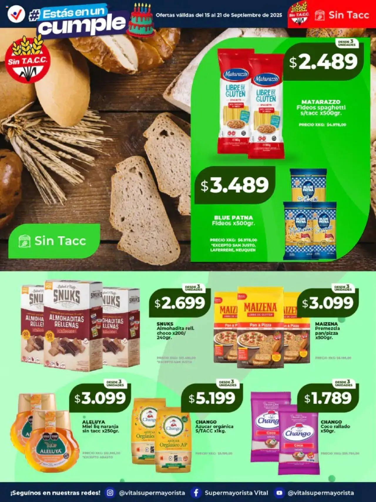 Vital ofertas - Laferrere │ válido desde el 15.09.2025 | Página: 16 | Productos: Azucar, Maiz, Pizza, Fideos