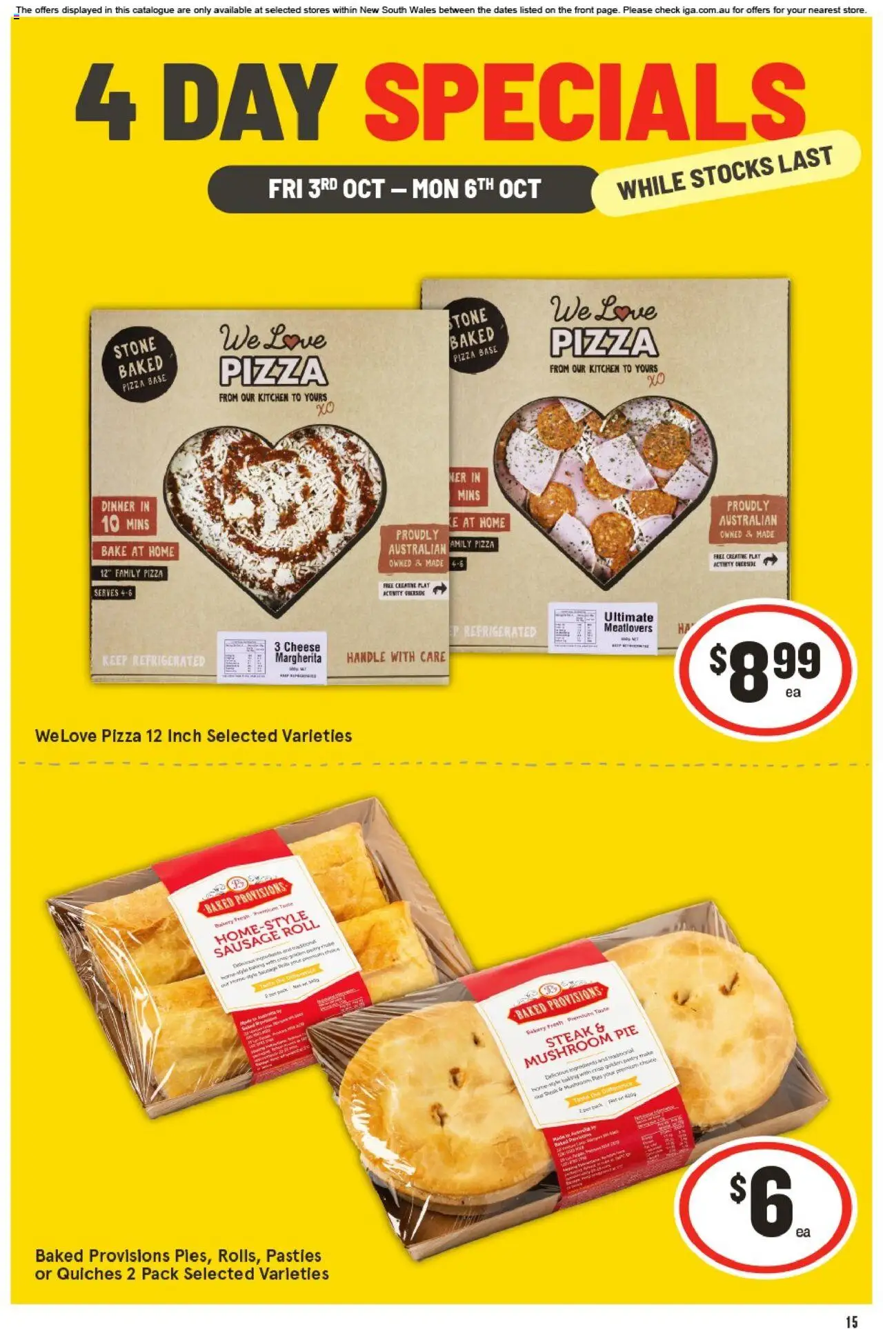 IGA catalogue - valid from 03.10.2025 | Page: 4 | Products: Cheese, Steak, Sausage, Bakery