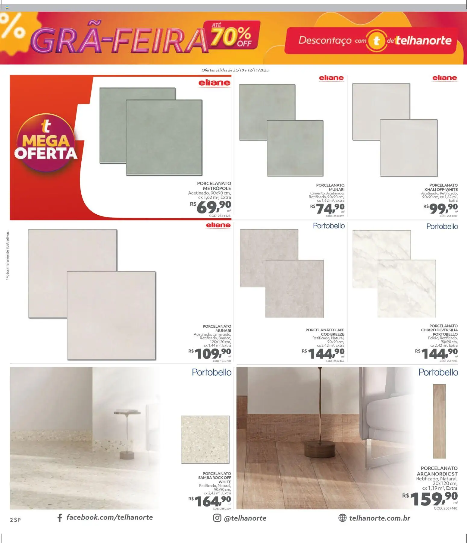 Telhanorte Folheto - válido de 23.10.2025 | Página: 2 | Produtos: Porcelanato