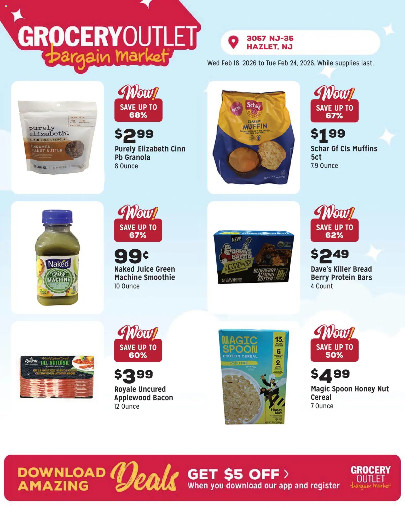 Grocery Outlet Weekly Ad - valid from 18.02.2026 | Page: 6 | Products: Butter, Bread, Juice, Pork