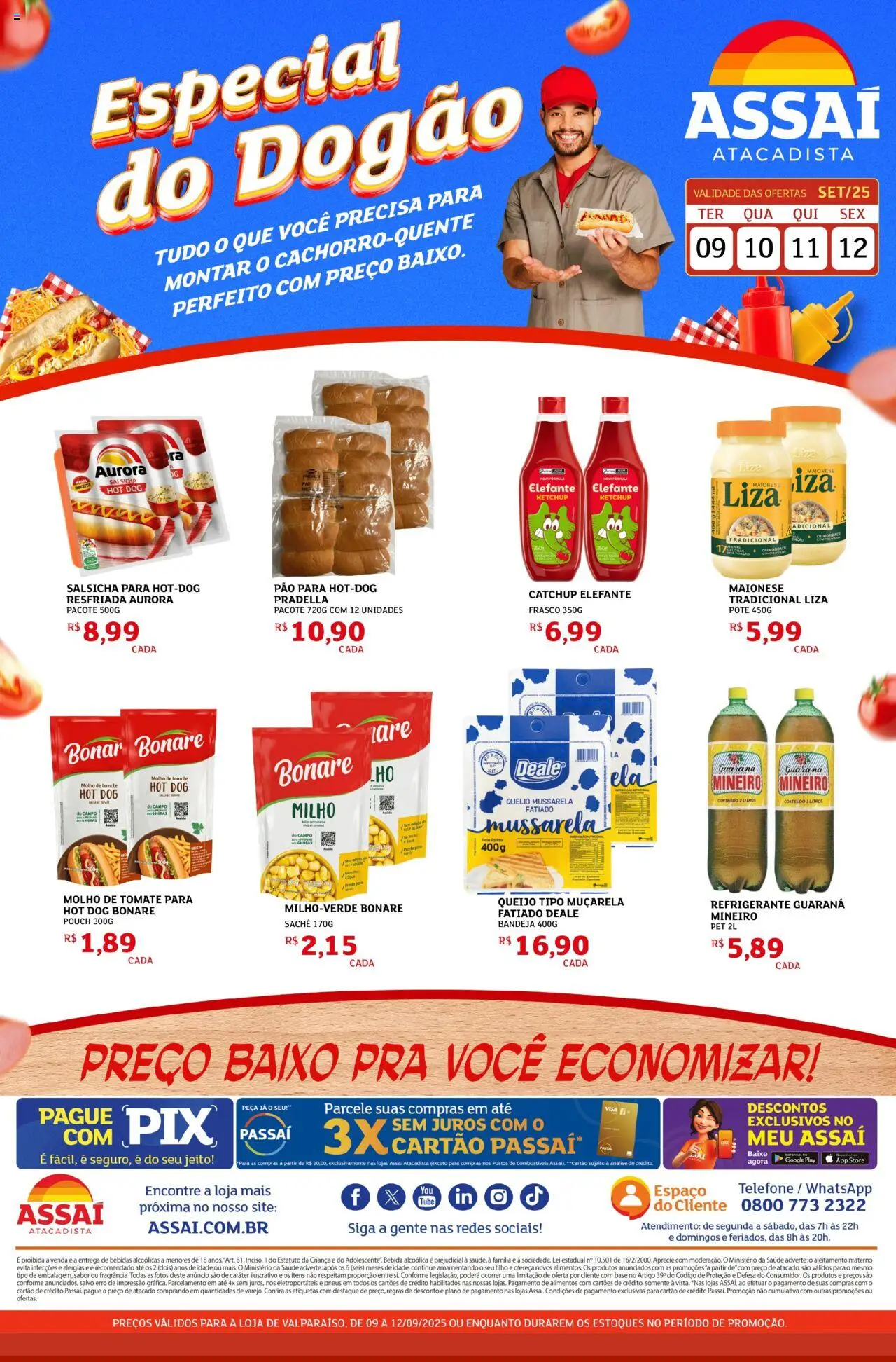 Assaí Atacadista Folheto - válido de 09.09.2025 | Página: 1 | Produtos: Molho de tomate, Pneus, Base, Bebida