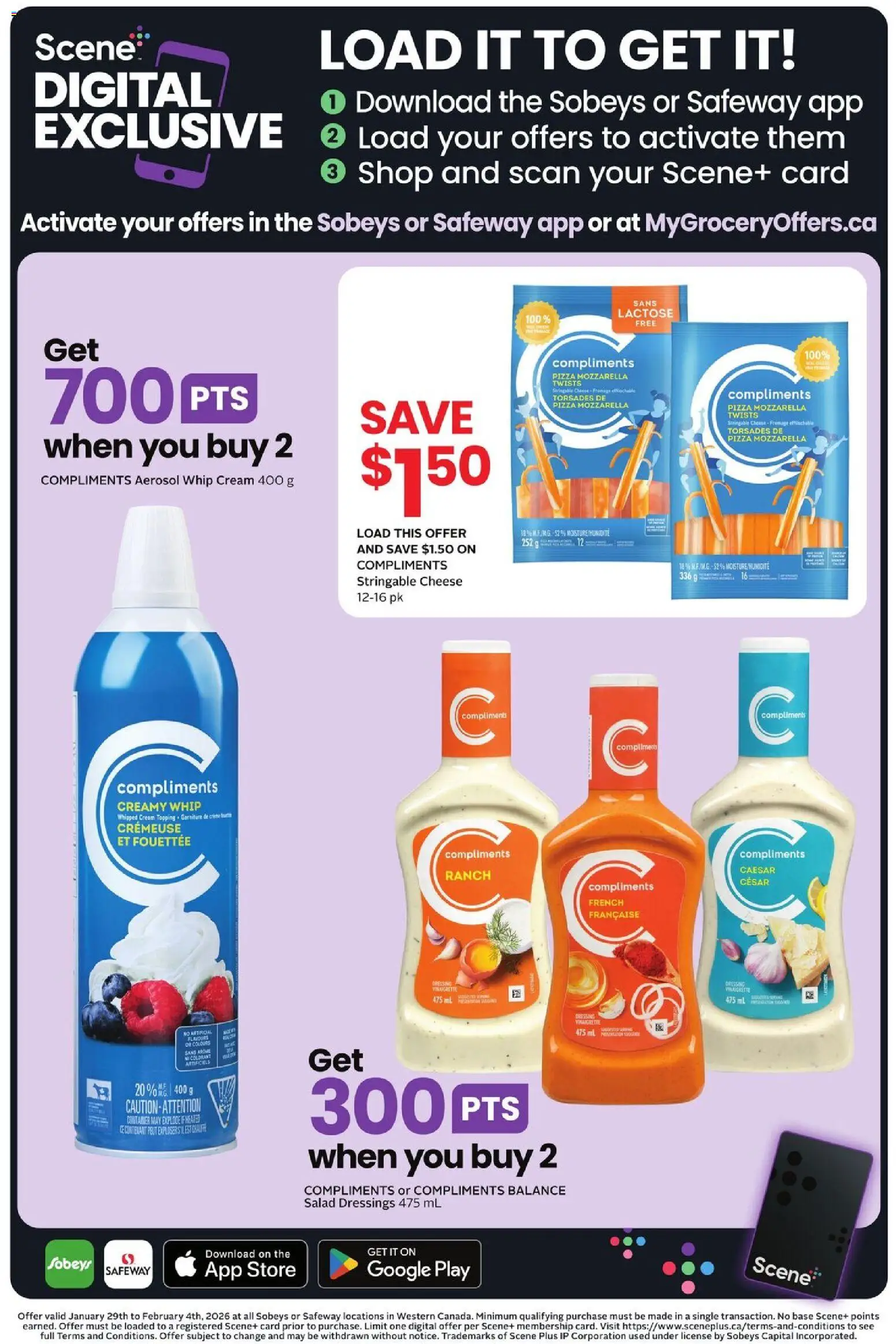 Sobeys flyer valid from 29.01.2026 | Page: 19 | Products: Cream, Salad, Cheese, Pizza