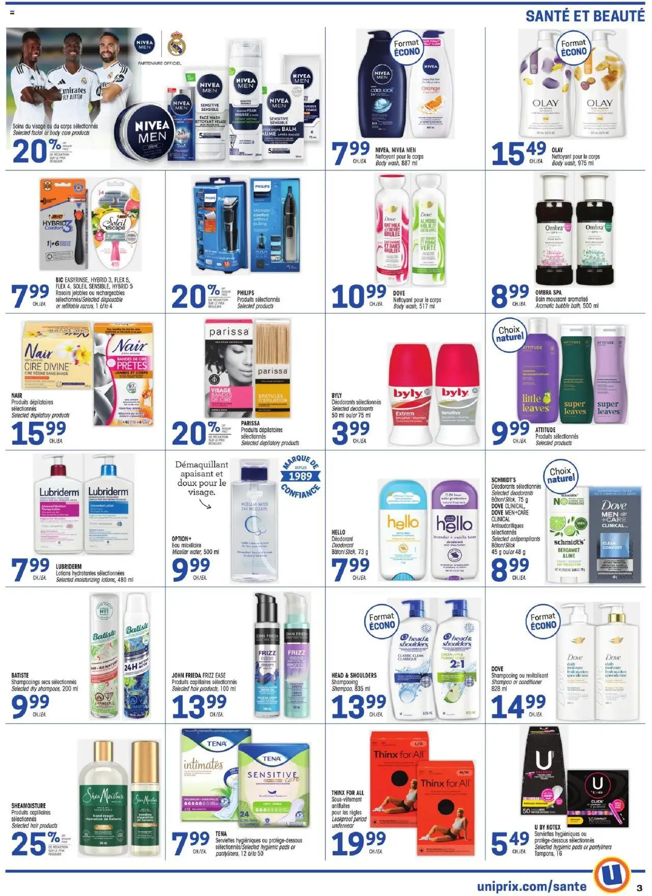 Uniprix flyer valid from 09.10.2025 | Page: 3 | Products: Conditioner, Face wash, Milk, Underwear