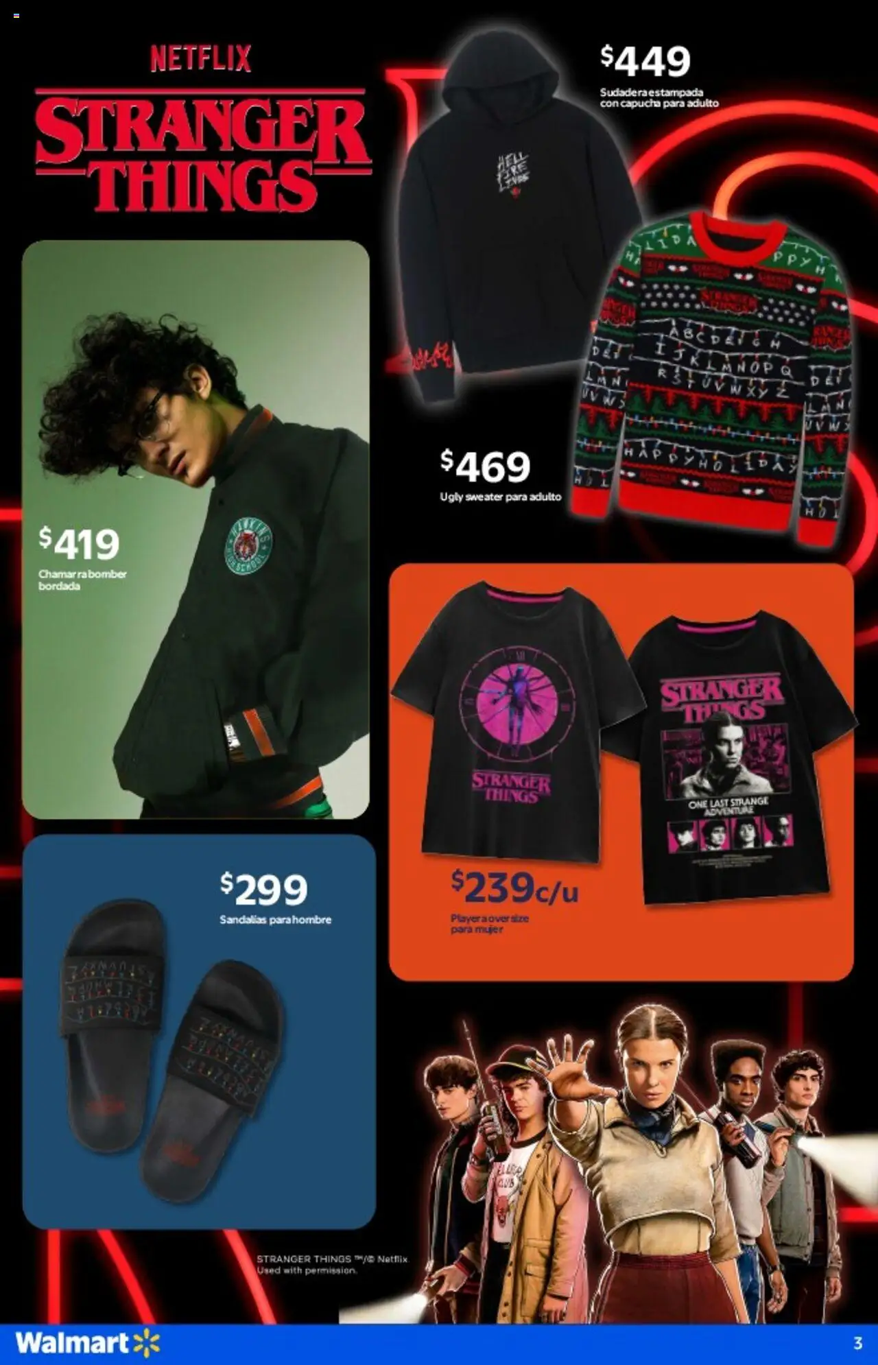 Nuevas ofertas de Walmart válidas en toda la República Mexicana desde el 14.10.2025. ¡Encuentra las mejores ofertas en Walmart - Folleto Stranger Things! | Página: 3 | Productos: Chamarra, Sudadera, Sandalias