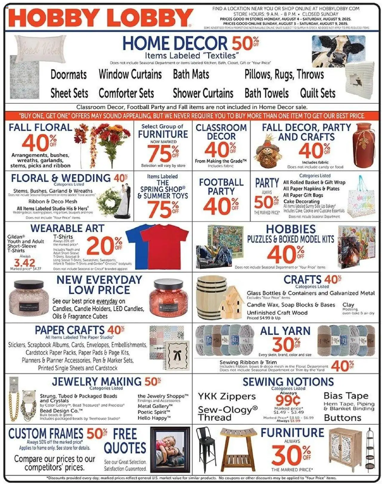 Hobby Lobby Weekly Ad - valid from 03.08.2025 | Page: 1 | Products: Bakery, Model Kits, Trim, Pen