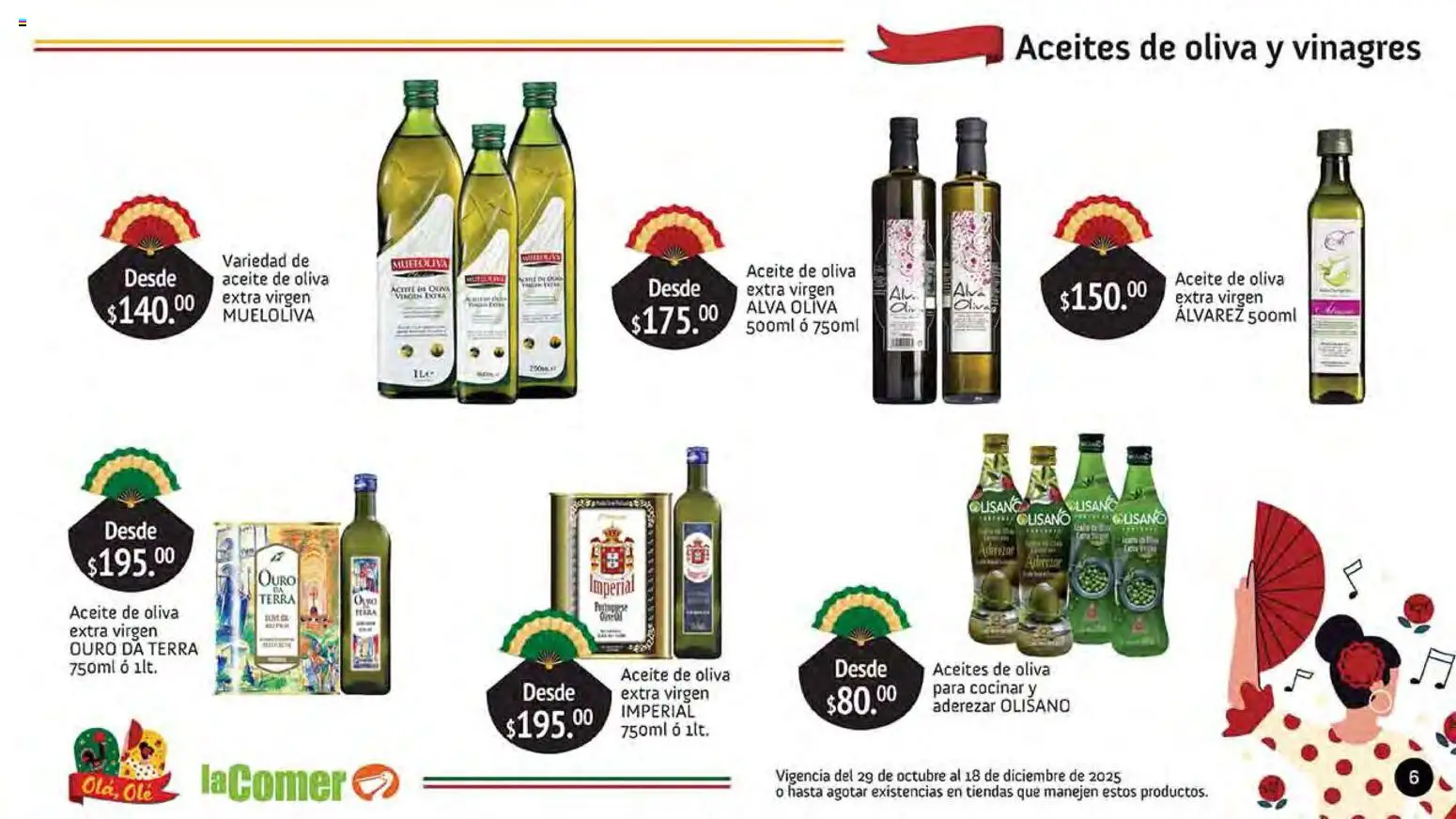 Nuevas ofertas de La Comer válidas en toda la República Mexicana desde el 29.10.2025. ¡Encuentra las mejores ofertas en La Comer folleto Olá, Olé! | Página: 6 | Productos: Aceite de oliva, Aceite