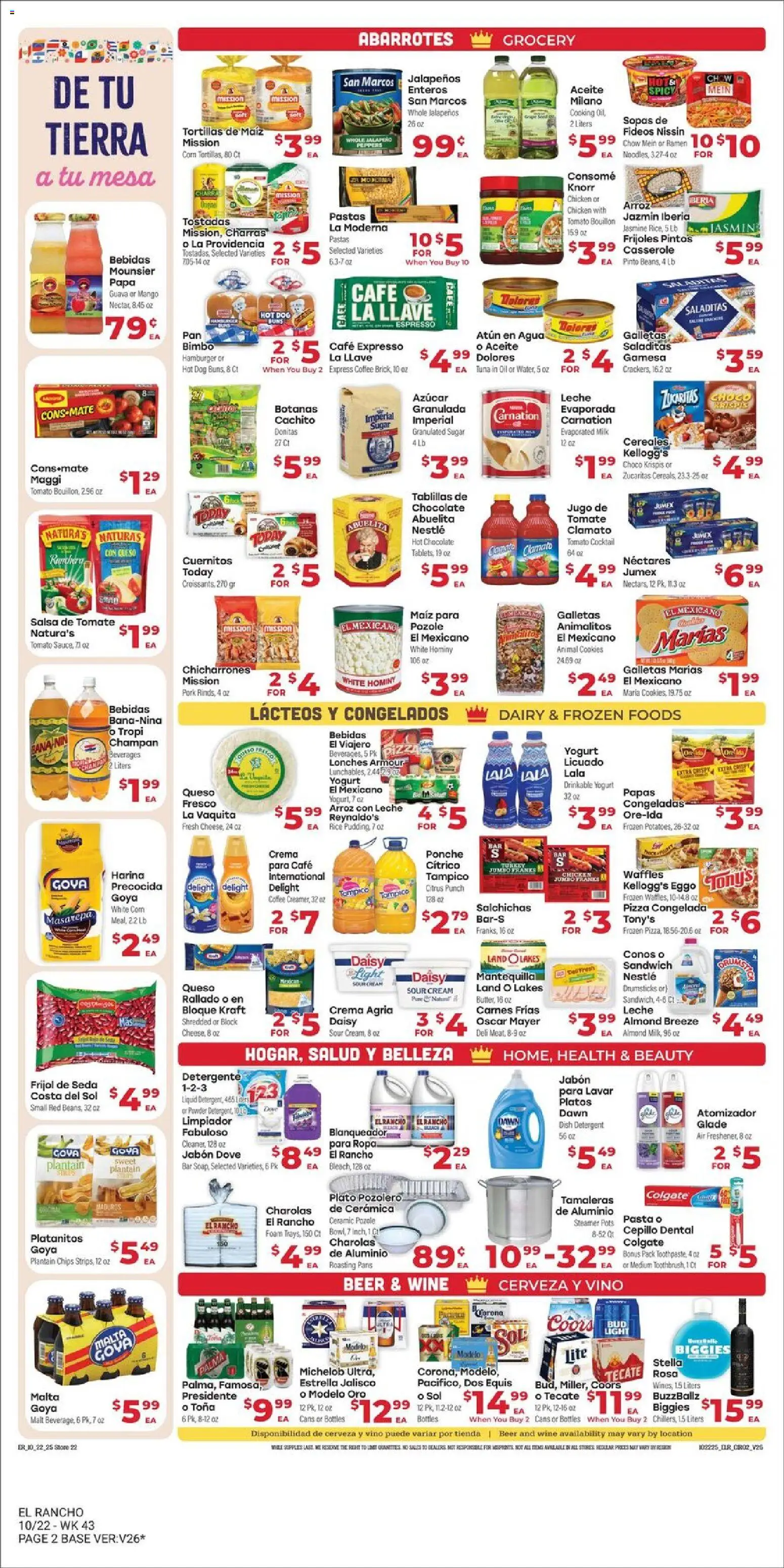 El Rancho Weekly Ad - valid from 22.10.2025 | Page: 2 | Products: Chocolate, Rice, Pasta, Sugar