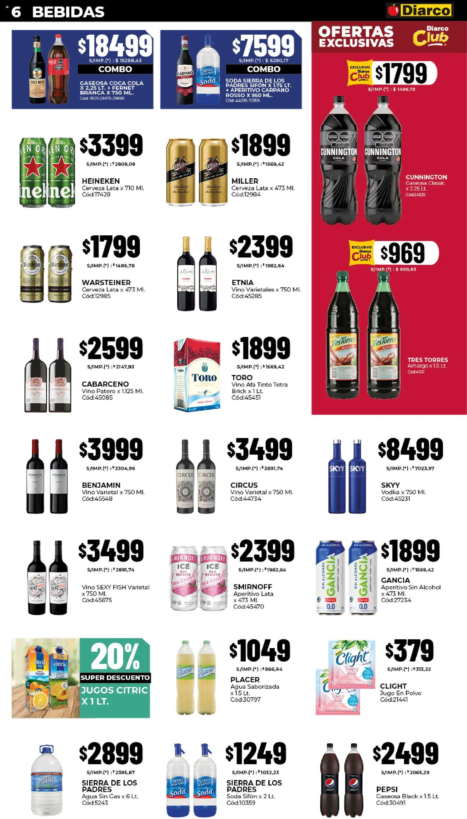 Diarco - Ofertas Pueblo Interior │ válido desde el 23.03.2026 | Página: 6 | Productos: Gaseosa, Agua, Jugo, Sierra