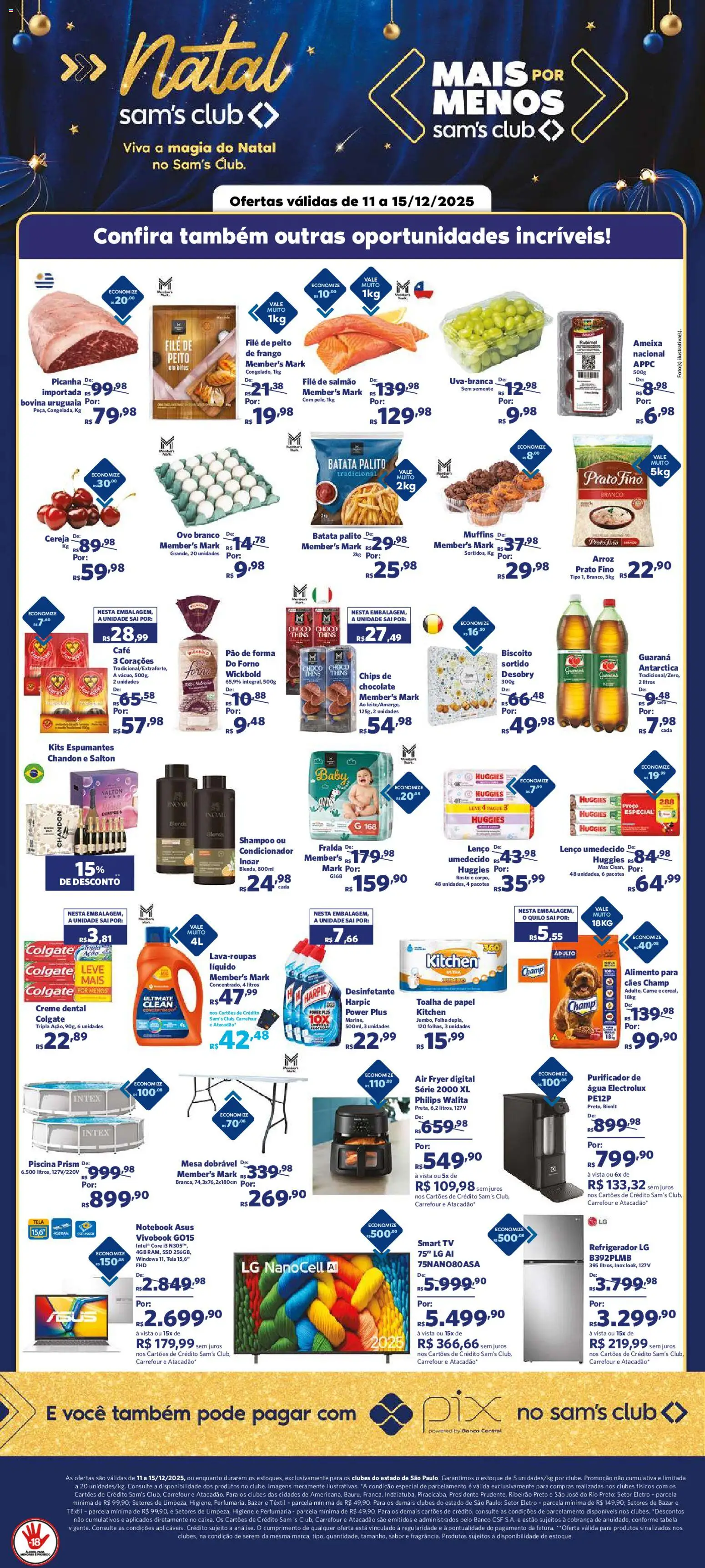 Sam's Club Folheto - válido de 11.12.2025 | Página: 2 | Produtos: Shampoo, Notebook, Purificador, Creme dental