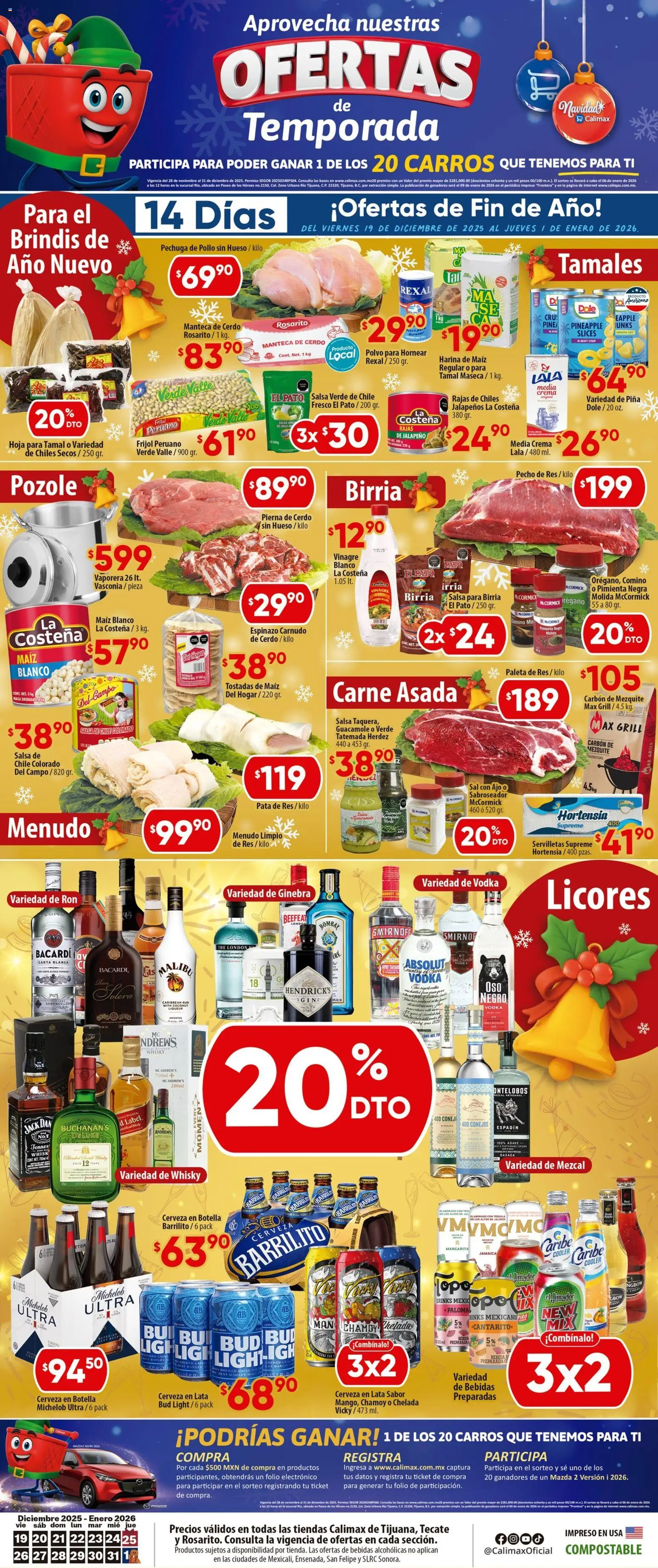 Nuevas ofertas de Calimax válidas en toda la República Mexicana desde el 19.12.2025. ¡Encuentra las mejores ofertas en Calimax folleto! | Página: 6 | Productos: Pollo, Vinagre, Paleta, Vaporera
