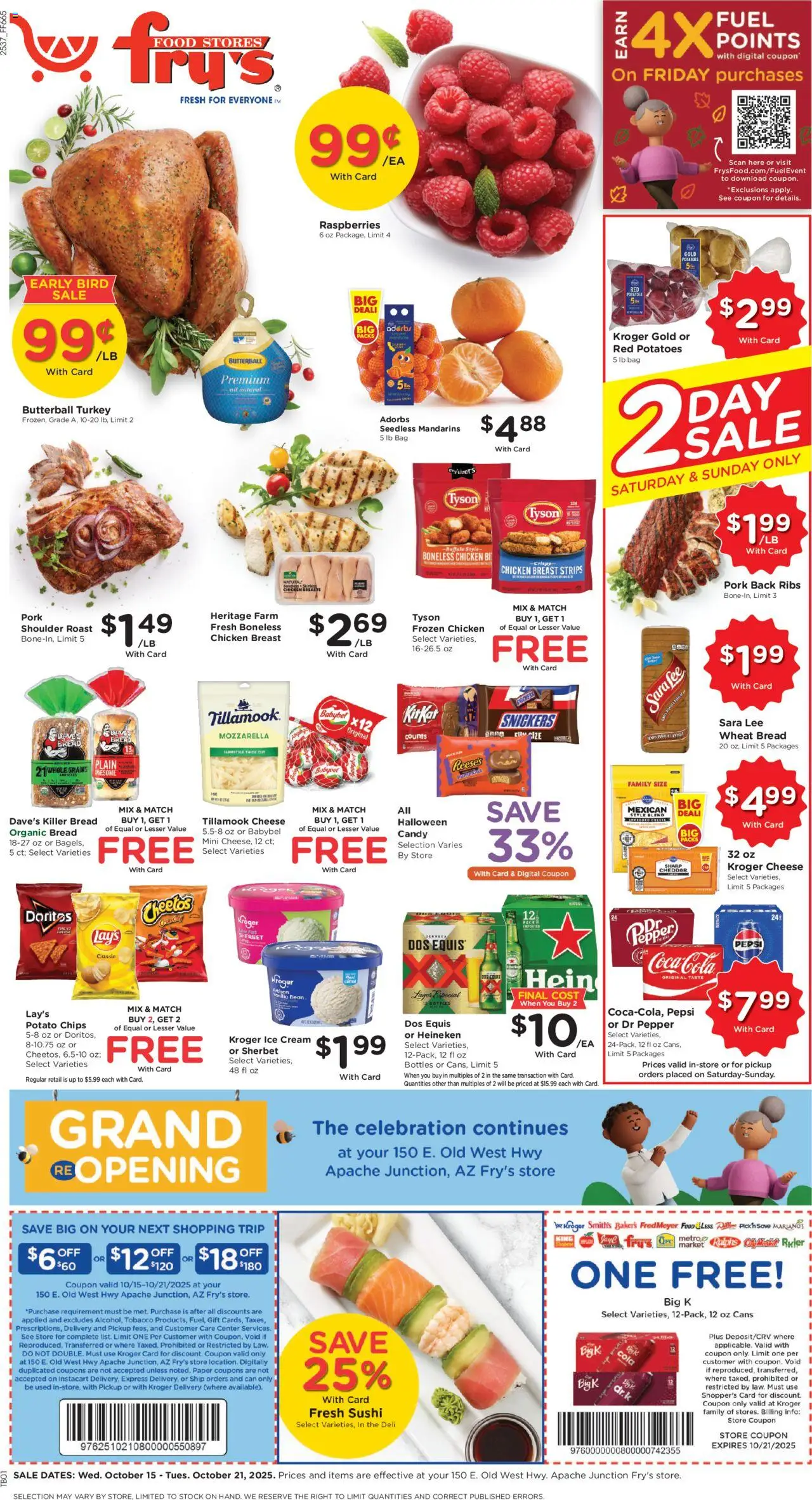 Fry's Food Weekly Ad - valid from 15.10.2025 | Page: 1 | Products: Cheese, Bread, Cream, Pepper