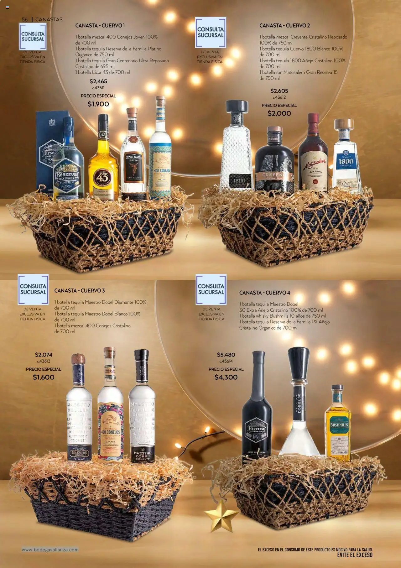 Nuevas ofertas de Bodegas Alianza válidas en toda la República Mexicana desde el 01.10.2025. ¡Encuentra las mejores ofertas en Bodegas Alianza - Catálogo Cava Morada! | Página: 58 | Productos: Tequila, Botella, Canasta, Whisky