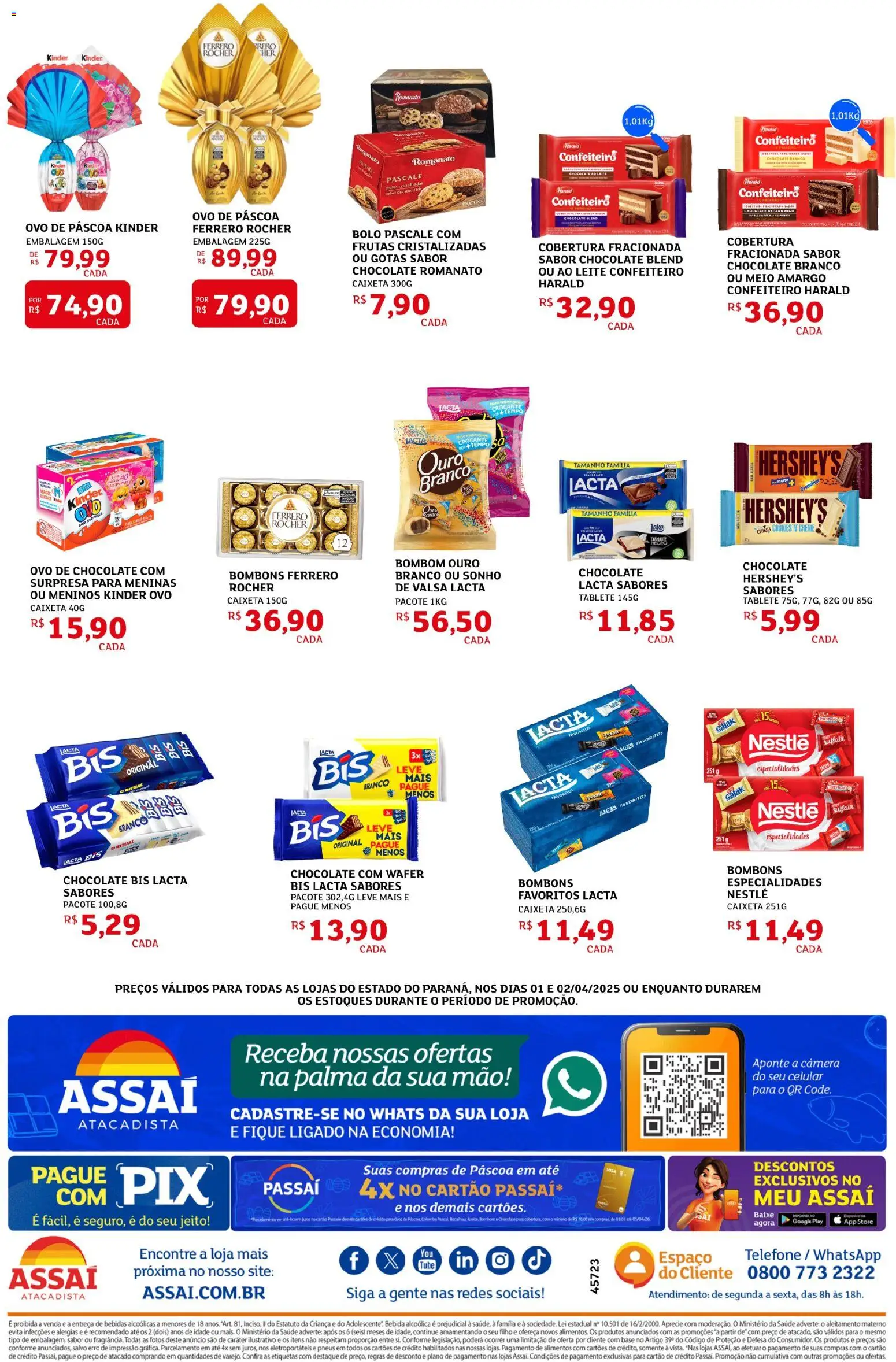 Assaí Atacadista Folheto - válido de 01.04.2026 | Página: 2 | Produtos: Ovos, Chocolate, Ferrero Rocher, Frutas cristalizadas