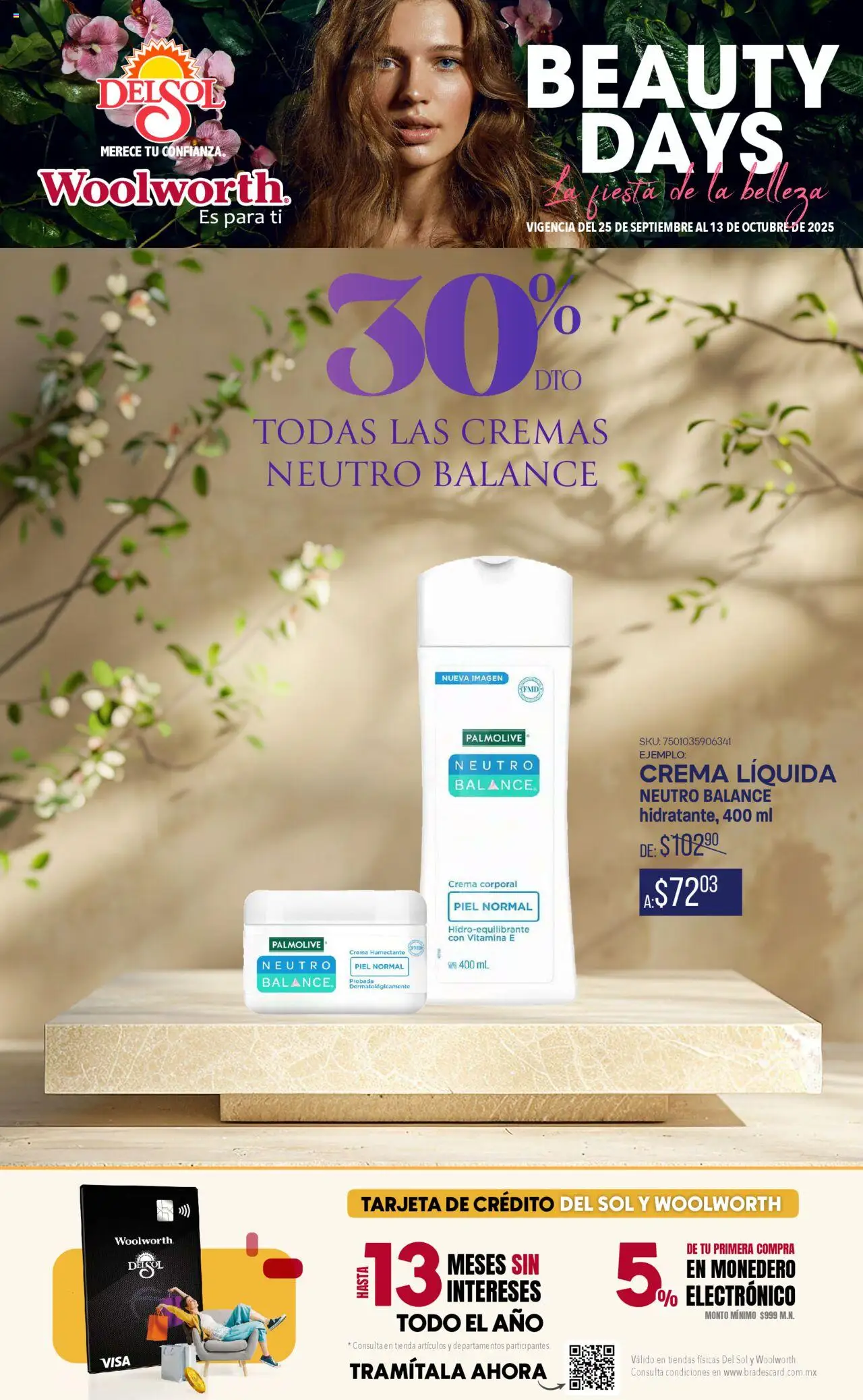 Nuevas ofertas de Del Sol y Woolworth válidas en toda la República Mexicana desde el 25.09.2025. ¡Encuentra las mejores ofertas en Del Sol y Woolworth - Catálogo Beauty Days ! | Página: 5 | Productos: Crema, Monedero, Crema corporal