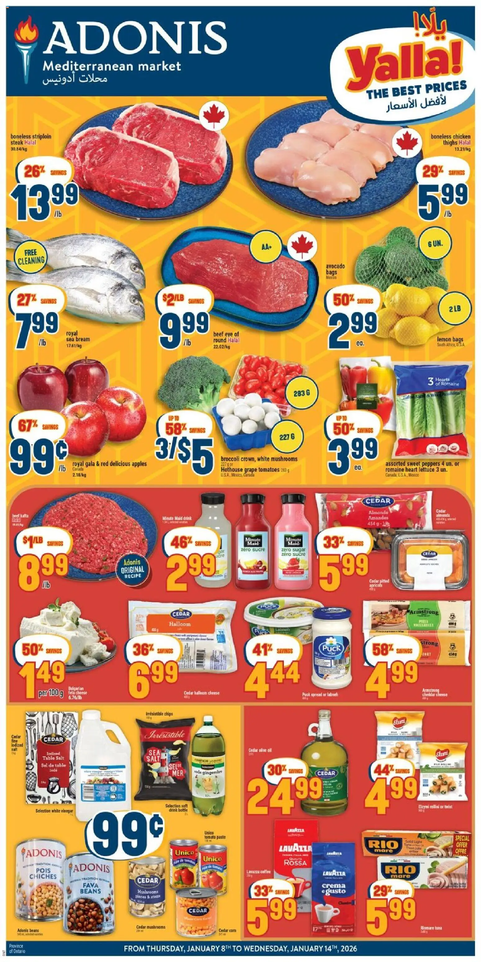 Adonis flyer valid from 08.01.2026 | Page: 1 | Products: Table, Cheese, Chicken, Tomatoes