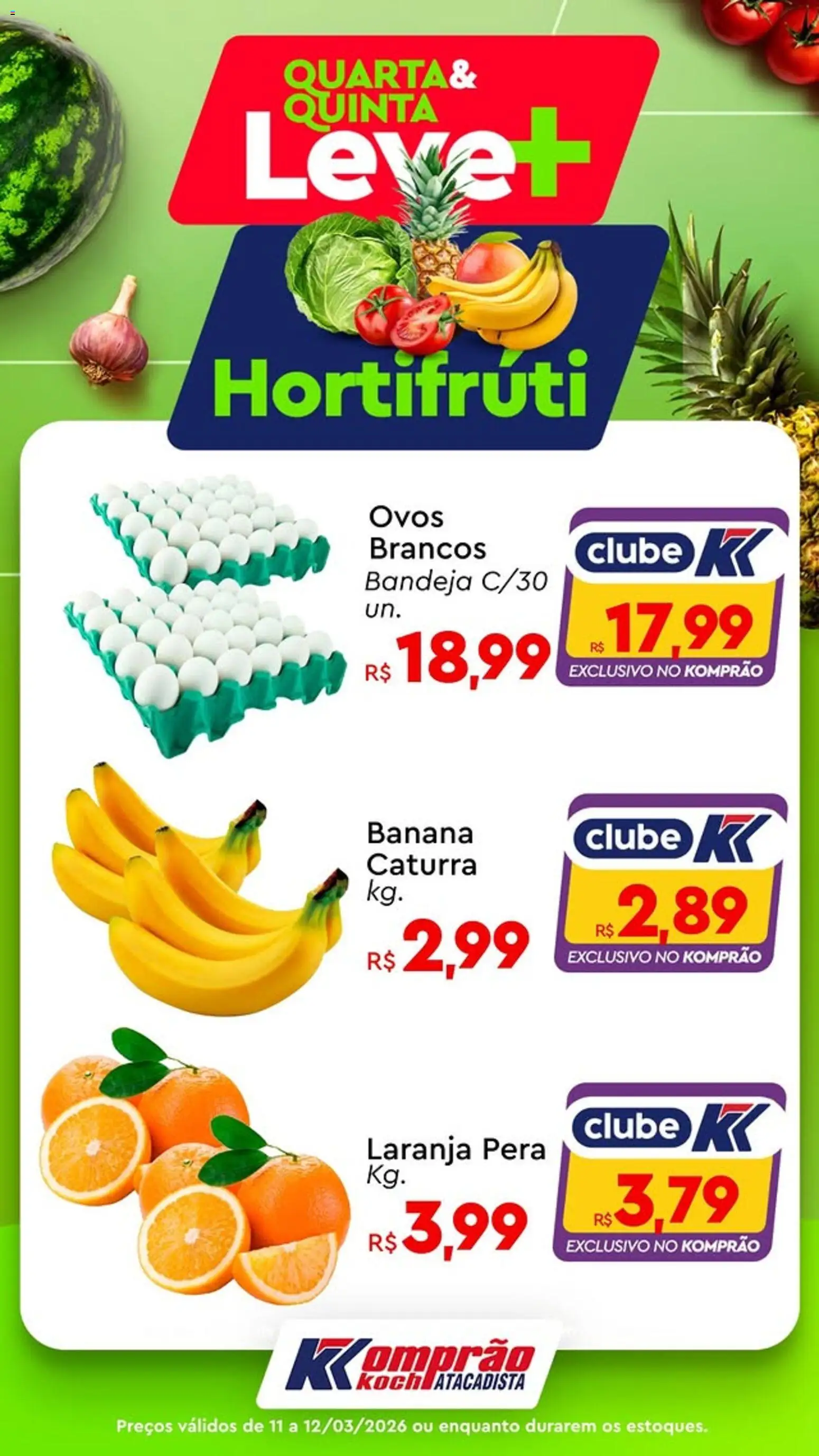 Komprao Atacadista Folheto - válido de 11.03.2026 | Página: 1 | Produtos: Pera, Ovos, Bandeja