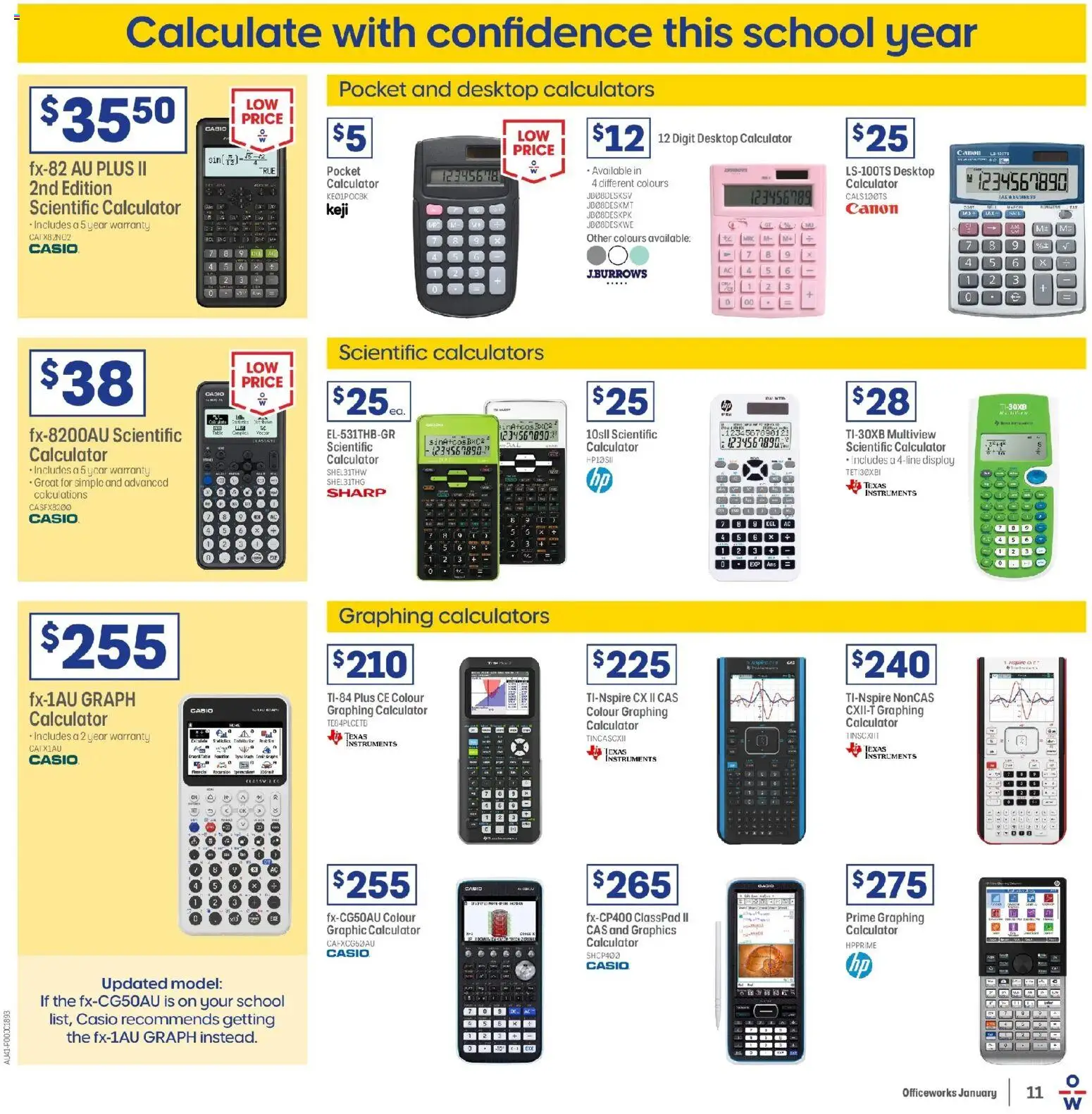 Officeworks catalogue - valid from 01.01.2026 | Page: 11 | Products: Desktop, Calculator