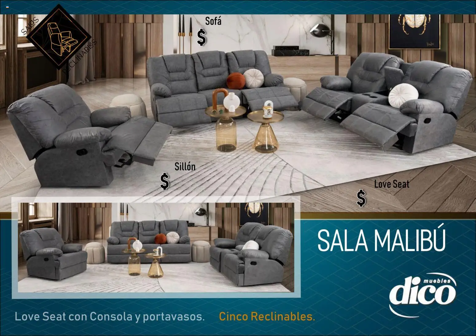 Nuevas ofertas de Muebles Dico válidas en toda la República Mexicana desde el 01.01.2026. ¡Encuentra las mejores ofertas en Muebles Dico catálogo Salas reclinables! | Página: 2 | Productos: Sofá