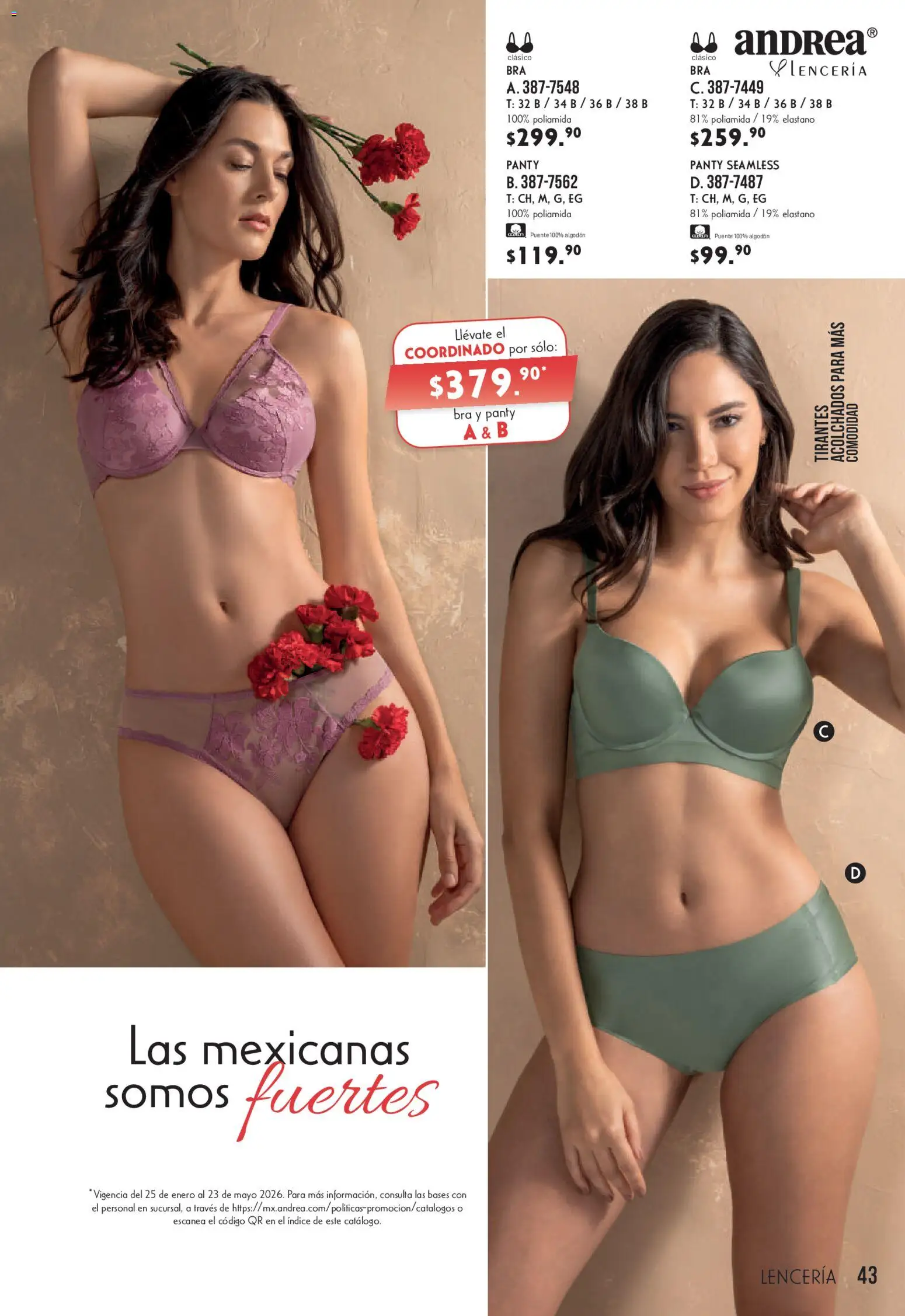 Nuevas ofertas de Andrea válidas en toda la República Mexicana desde el 22.03.2026. ¡Encuentra las mejores ofertas en Andrea catálogo Lo más top! | Página: 43 | Productos: Algodón, Tirantes, Lenceria