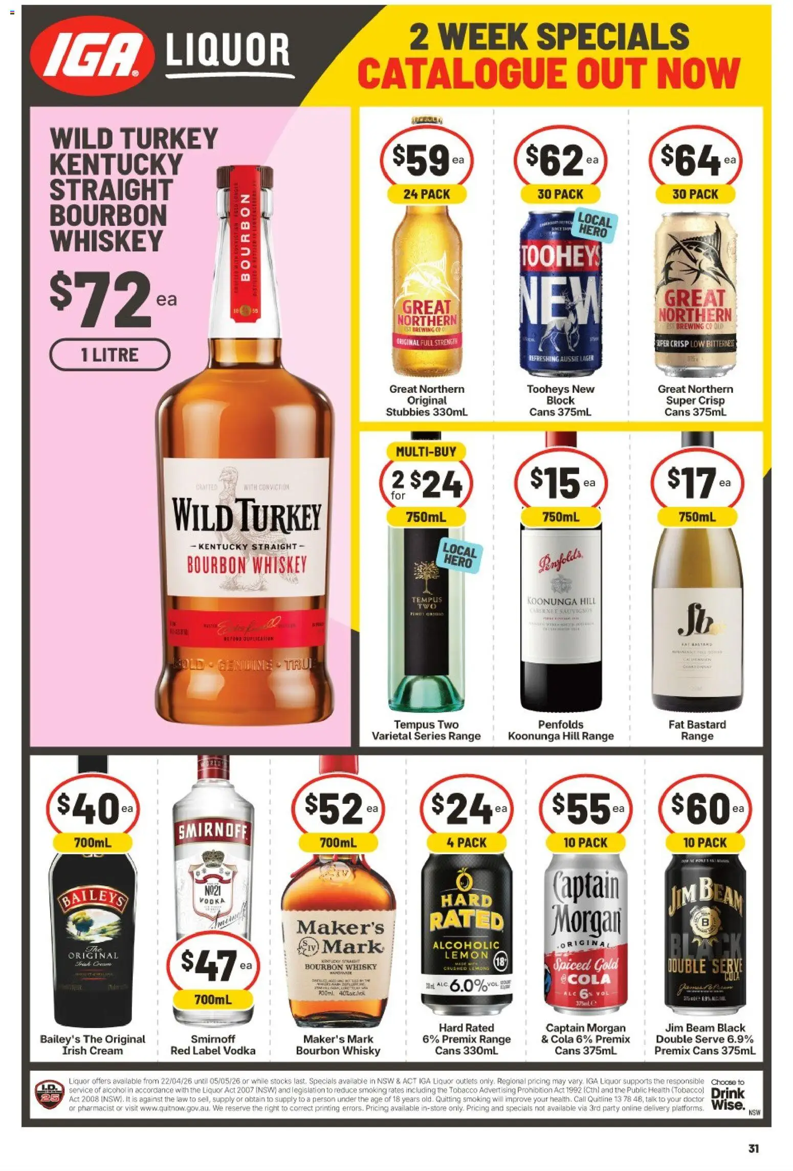 IGA catalogue - valid from 29.04.2026 | Page: 32 | Products: Vodka, Whiskey, Lemon, Turkey