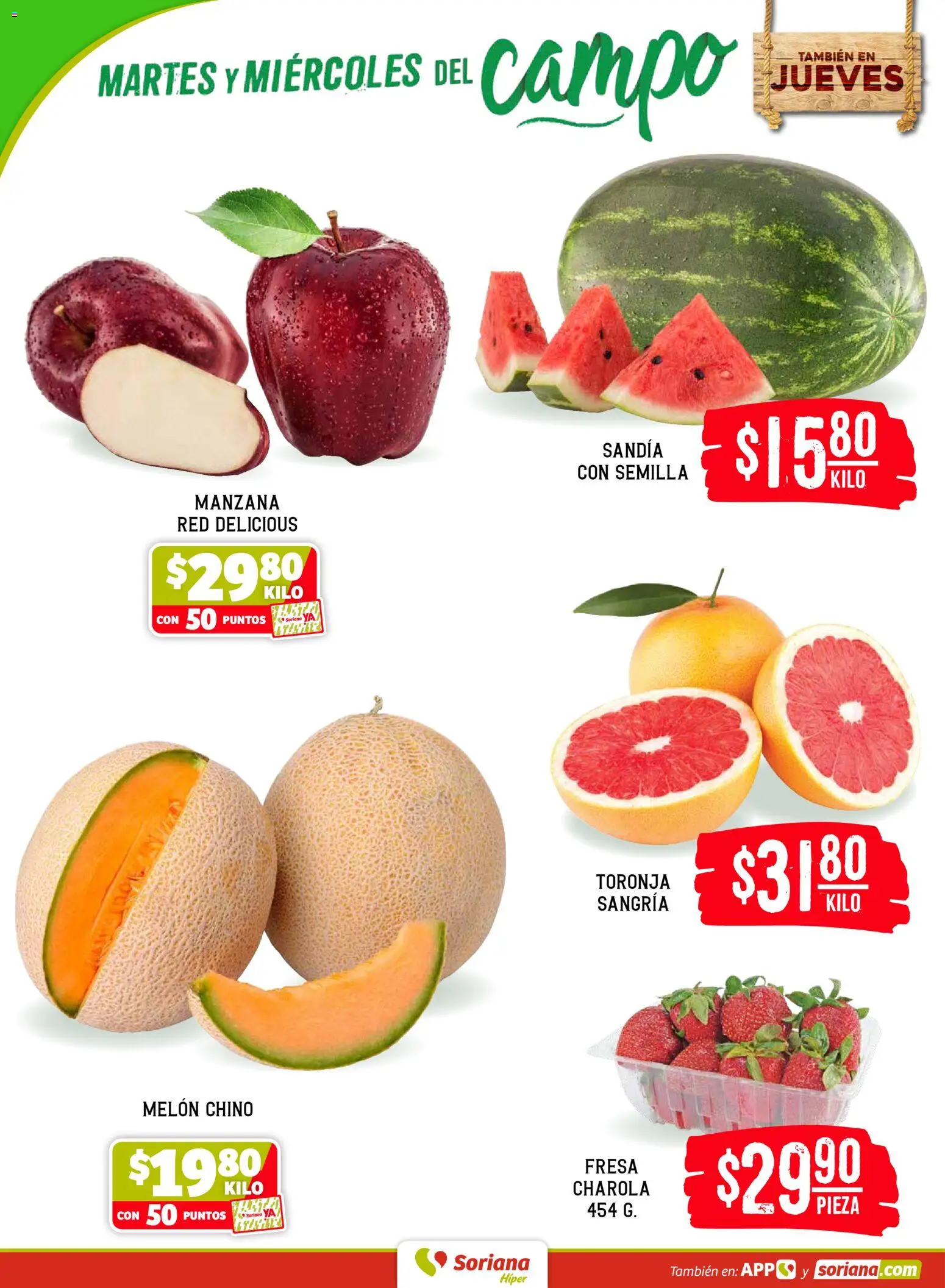 Nuevas ofertas de Soriana válidas en toda la República Mexicana desde el 14.04.2026. ¡Encuentra las mejores ofertas en Soriana Martes y Miércoles del Campo Híper: Tijuana, Mexicali, Ensenada, San Luis Río Colorado y Tecate! | Página: 2 | Productos: Fresa, Melón, Manzana, Toronja