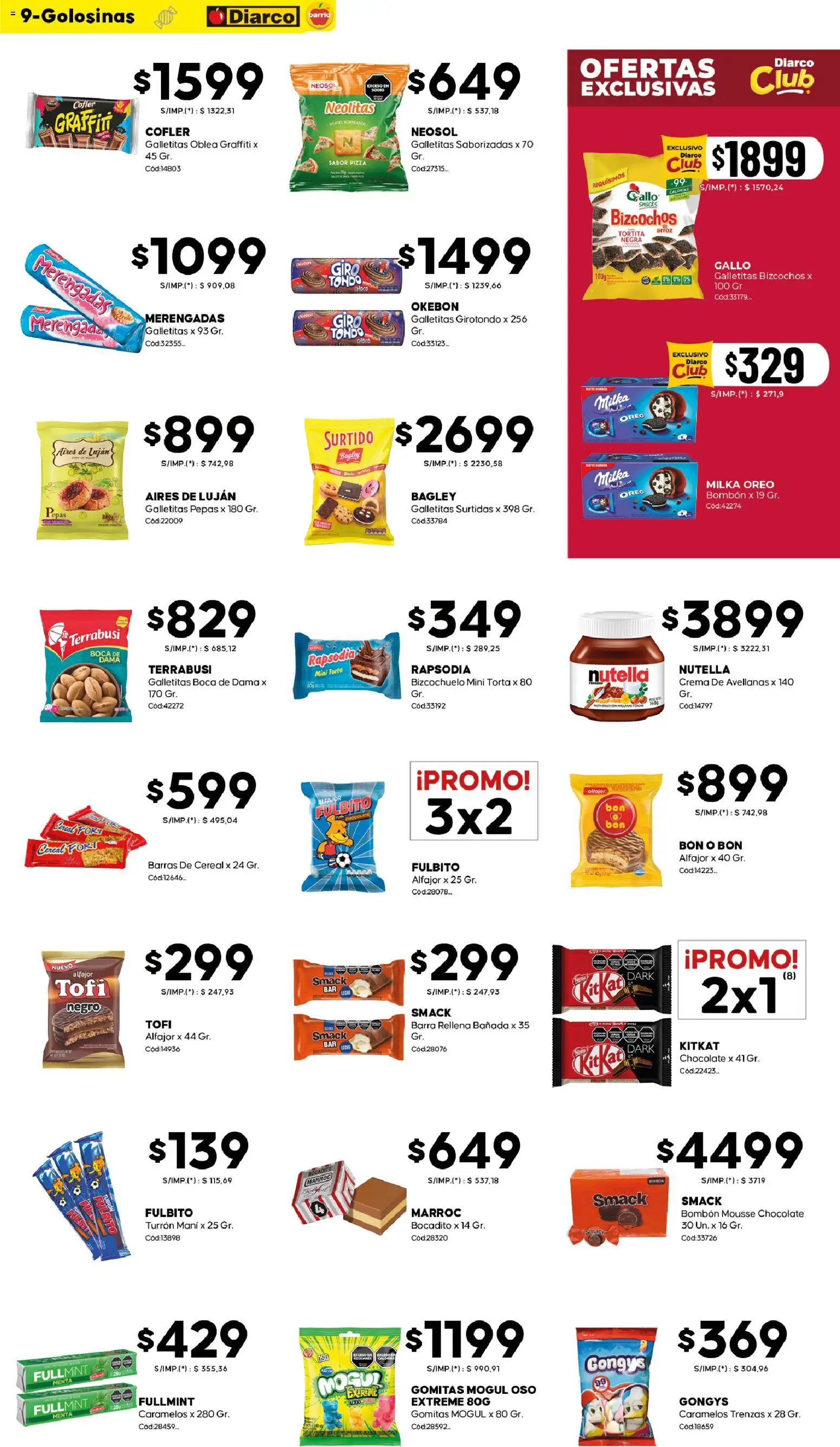 Diarco - Ofertas Diarco Barrio │ válido desde el 10.11.2025 | Página: 9 | Productos: Galletitas, Pizza, Arroz, Bizcochos