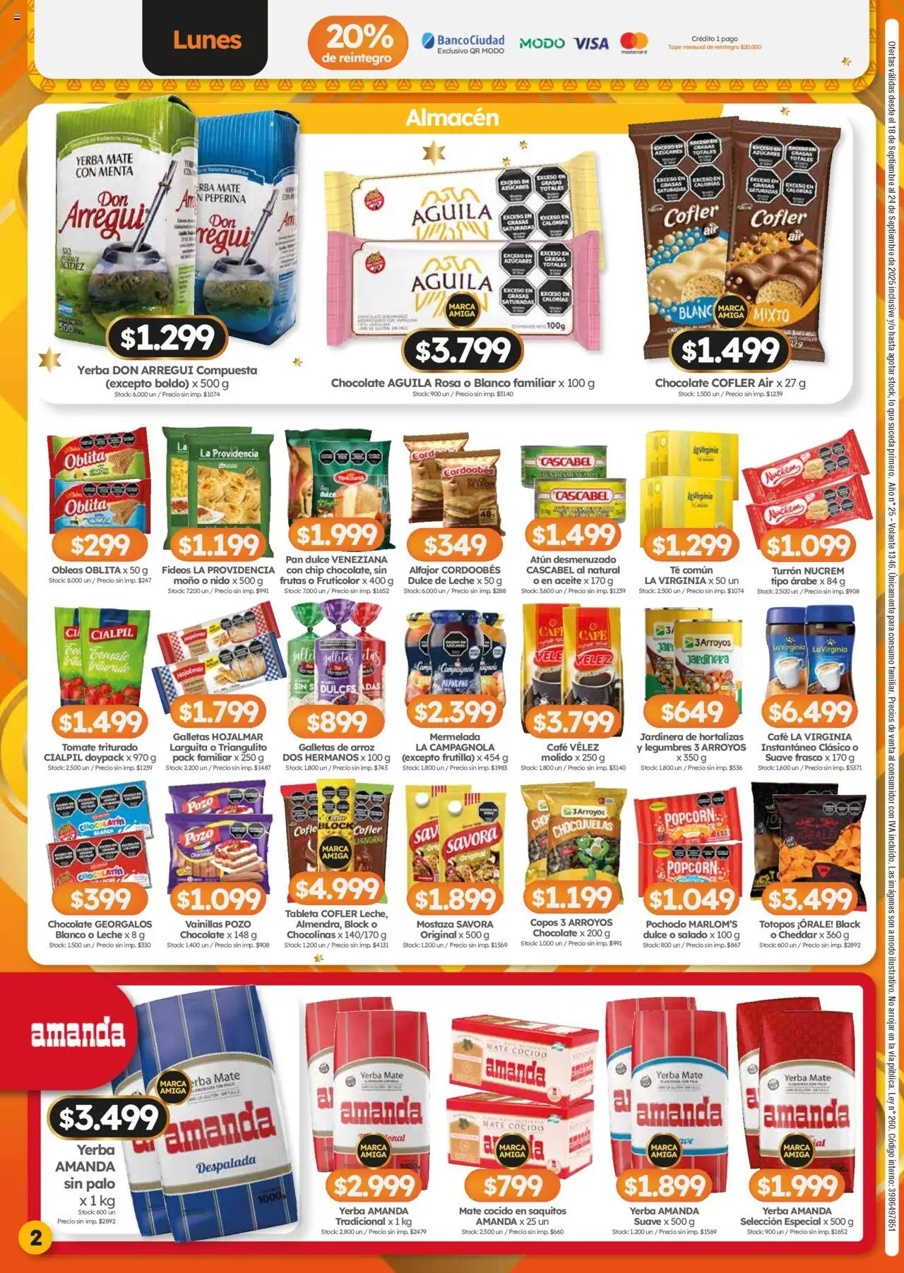 Cordiez ofertas │ válido desde el 18.09.2025 | Página: 2 | Productos: Frasco, Pan, Alfajor, Fideos