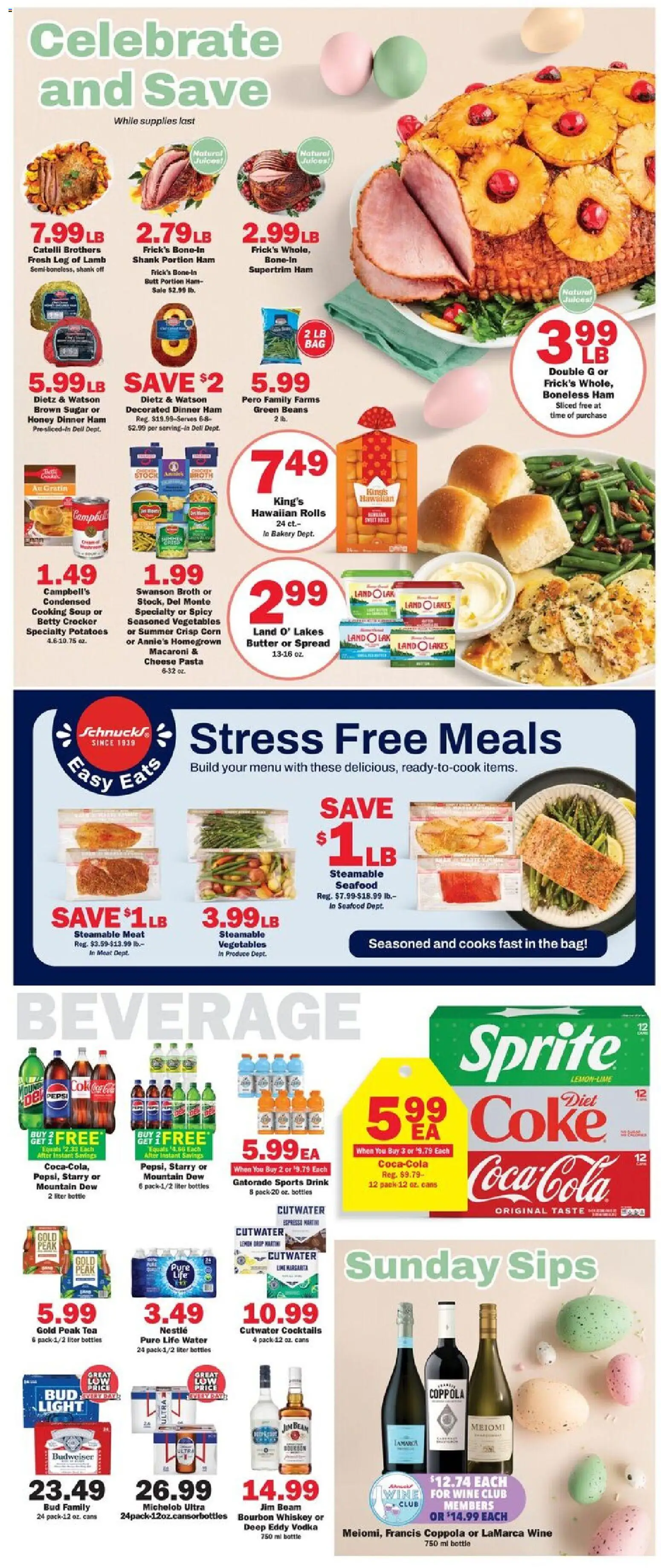 Schnucks Weekly Ad - valid from 01.04.2026 | Page: 3 | Products: Corn, Whiskey, Water, Seafood