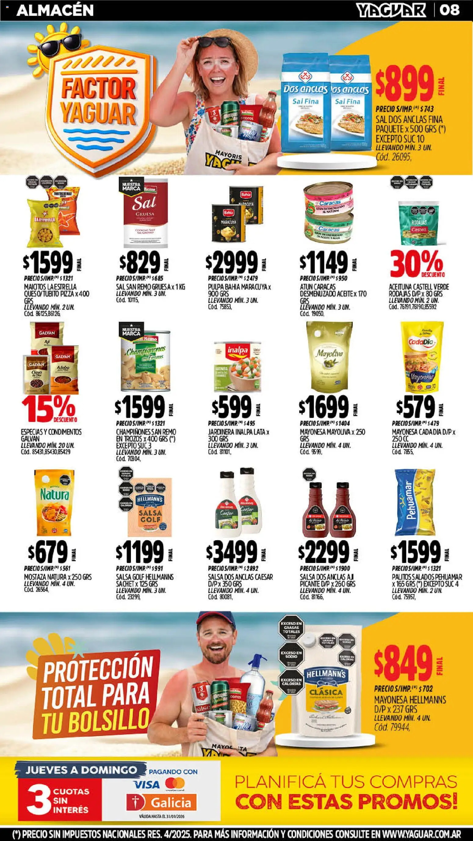 Yaguar - Oferta Semanal San Juan │ válido desde el 19.01.2026 | Página: 8 | Productos: Mayonesa, Salsa Golf, Clavo, Pizza