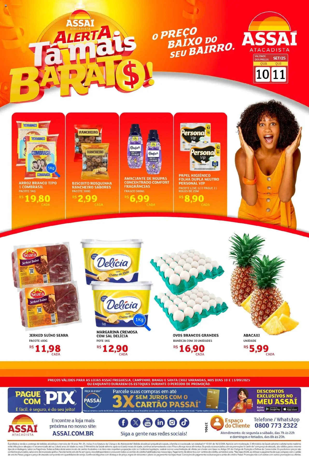Assaí Atacadista Folheto - válido de 10.09.2025 | Página: 1 | Produtos: Biscoito, Amaciante de roupas, Pá, Papel higiênico