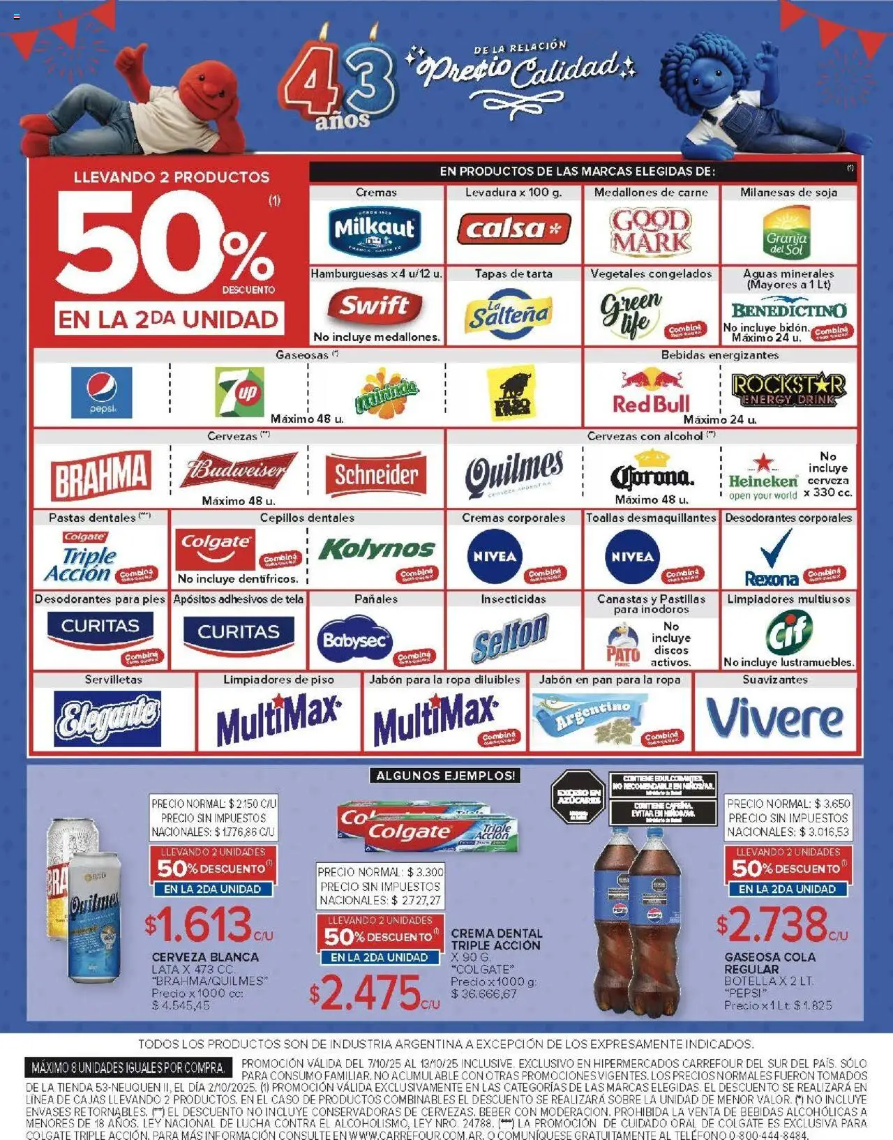 Carrefour -Ofertas Chubut │ válido desde el 07.10.2025 | Página: 5 | Productos: Sobre, Gaseosa, Jabón, Pañales