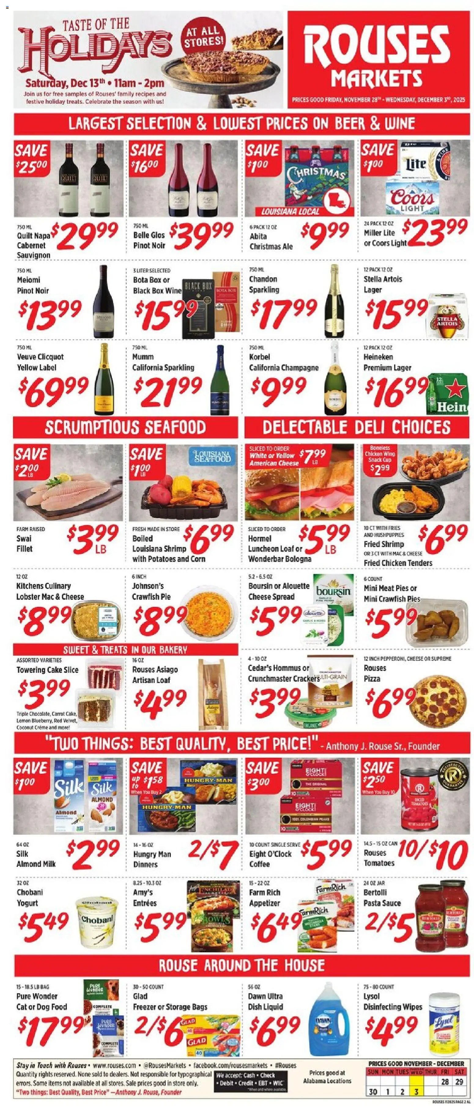 Rouses Weekly Ad - AL - valid from 28.11.2025 | Page: 2 | Products: Corn, Dog Food, Pizza, Carrot