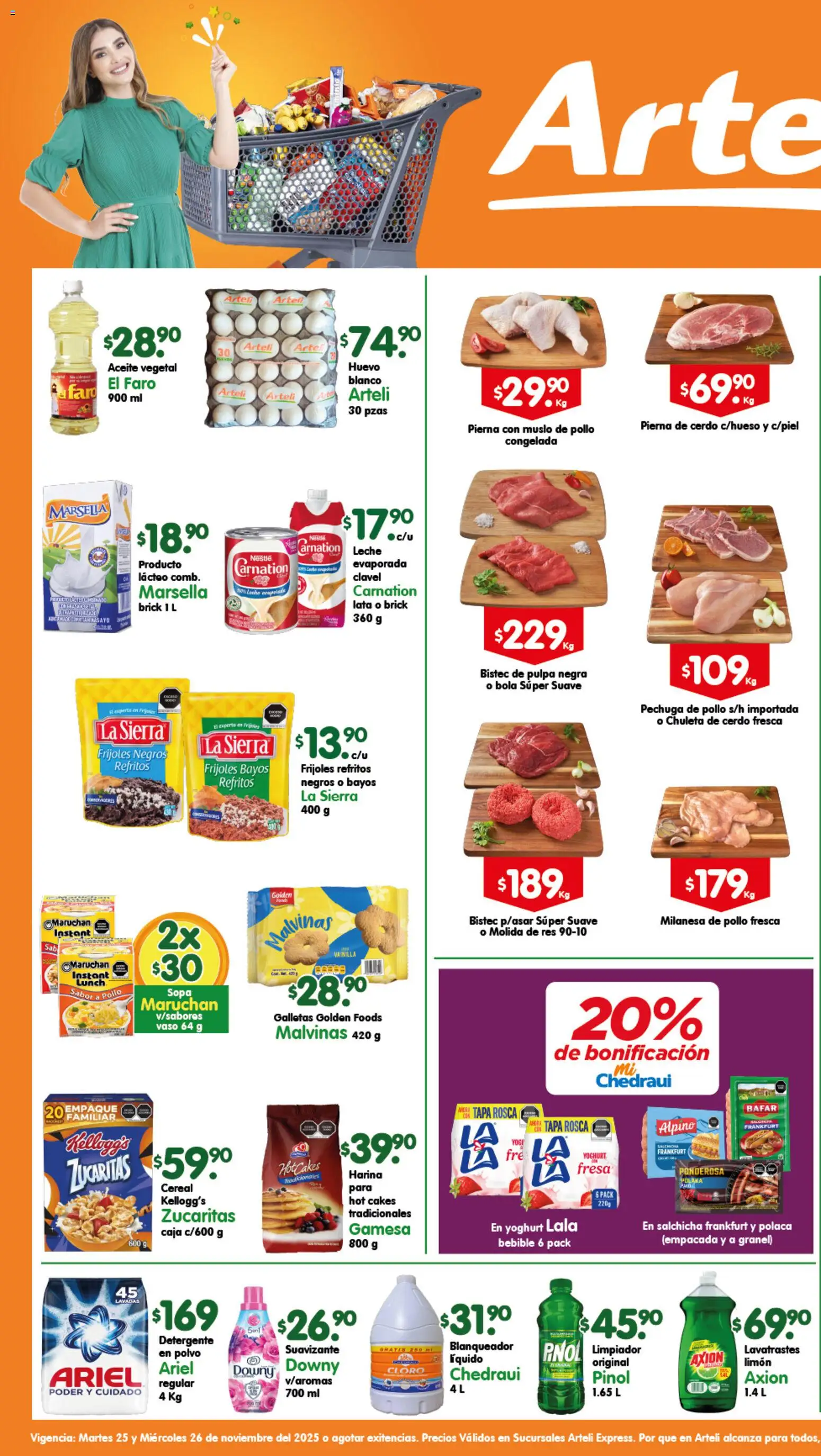 Nuevas ofertas de Arteli válidas en toda la República Mexicana desde el 25.11.2025. ¡Encuentra las mejores ofertas en Arteli folleto Express! | Página: 1 | Productos: Fresa, Res, Suavizante, Caja