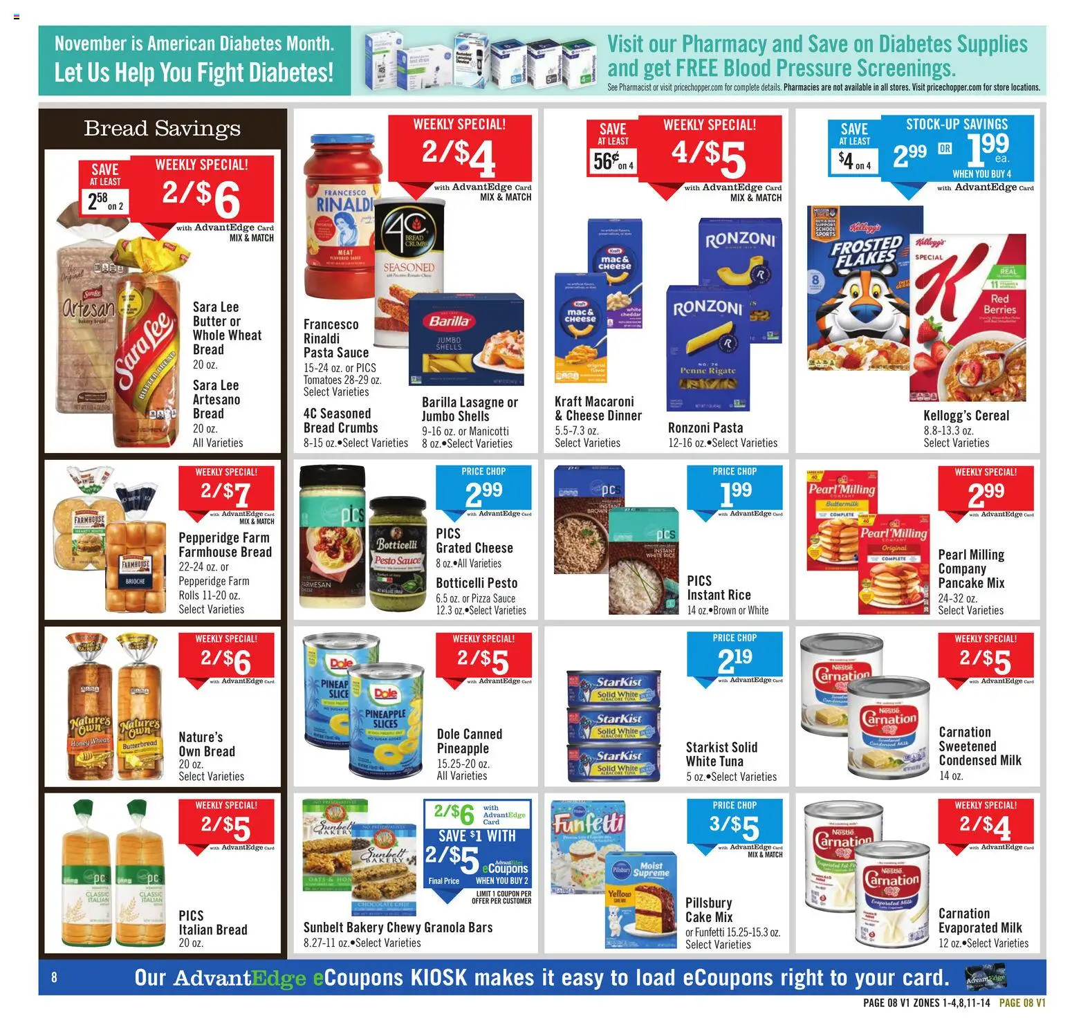 Price Chopper Weekly Ad - valid from 16.11.2025 | Page: 8 | Products: Cheese, Bread, Rice, Pasta