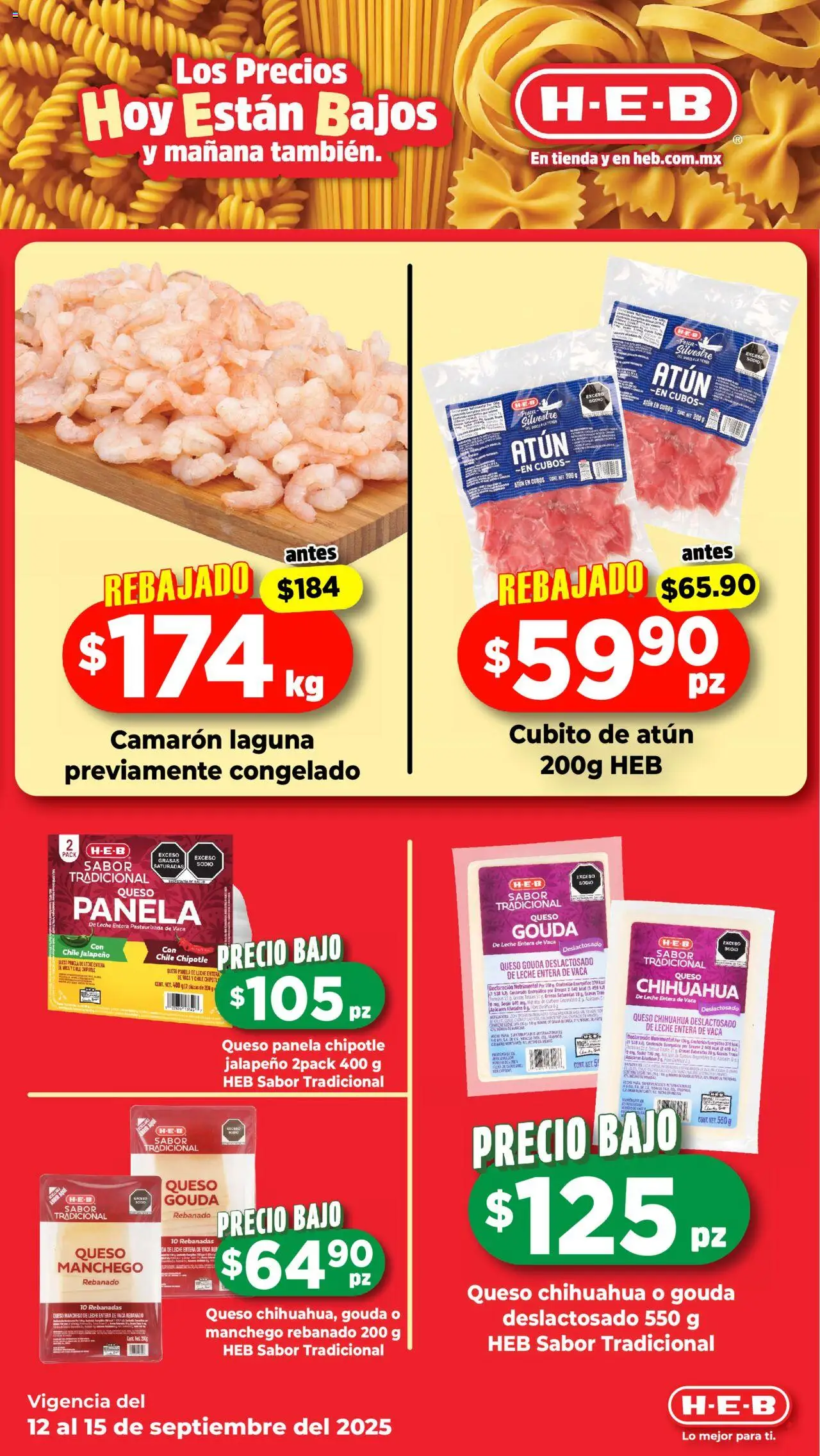 Nuevas ofertas de H-E-B válidas en toda la República Mexicana desde el 12.09.2025. ¡Encuentra las mejores ofertas en H-E-B - Folleto! | Página: 5 | Productos: Atún, Leche, Queso